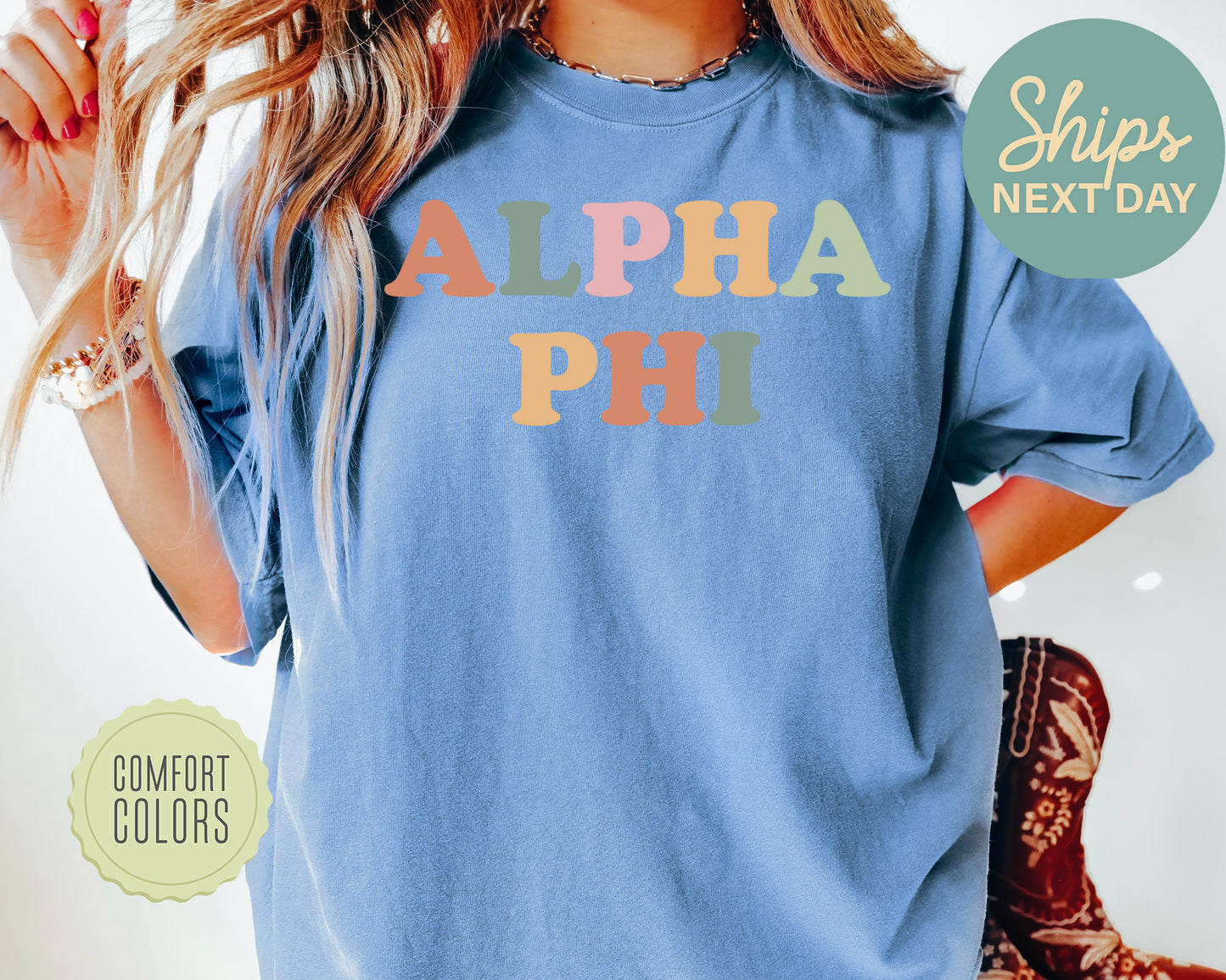 Alpha Phi Bright and Proud Comfort Colors Sorority T-shirt _ 419g