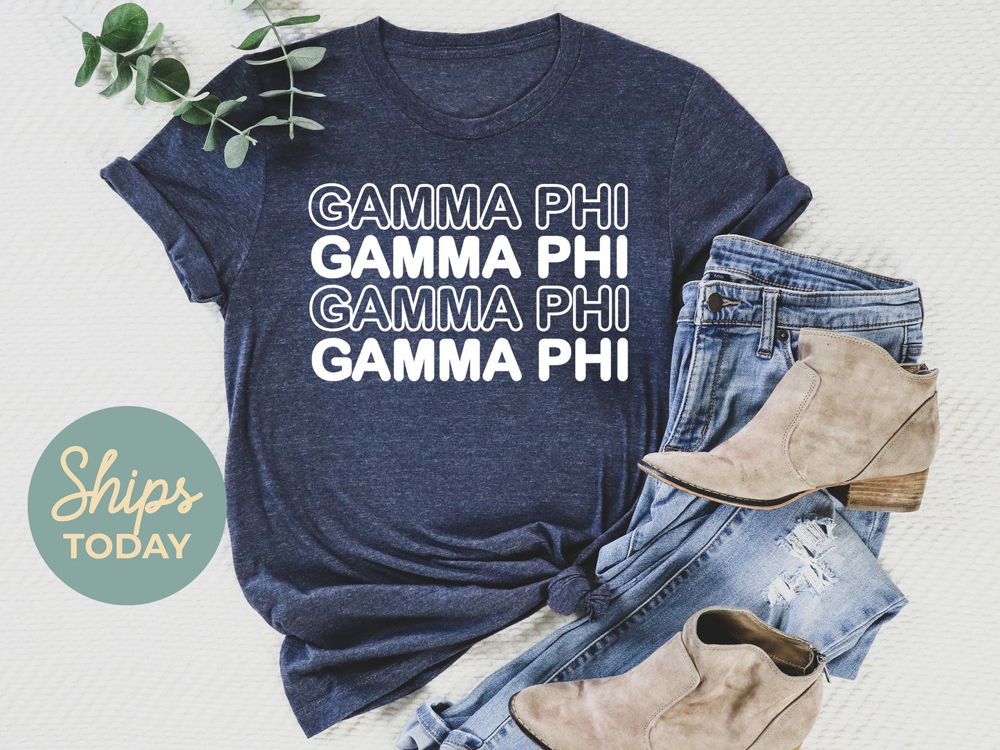 Gamma Phi Beta Bold Bubble Letter Sorority T-shirt _ 2226g