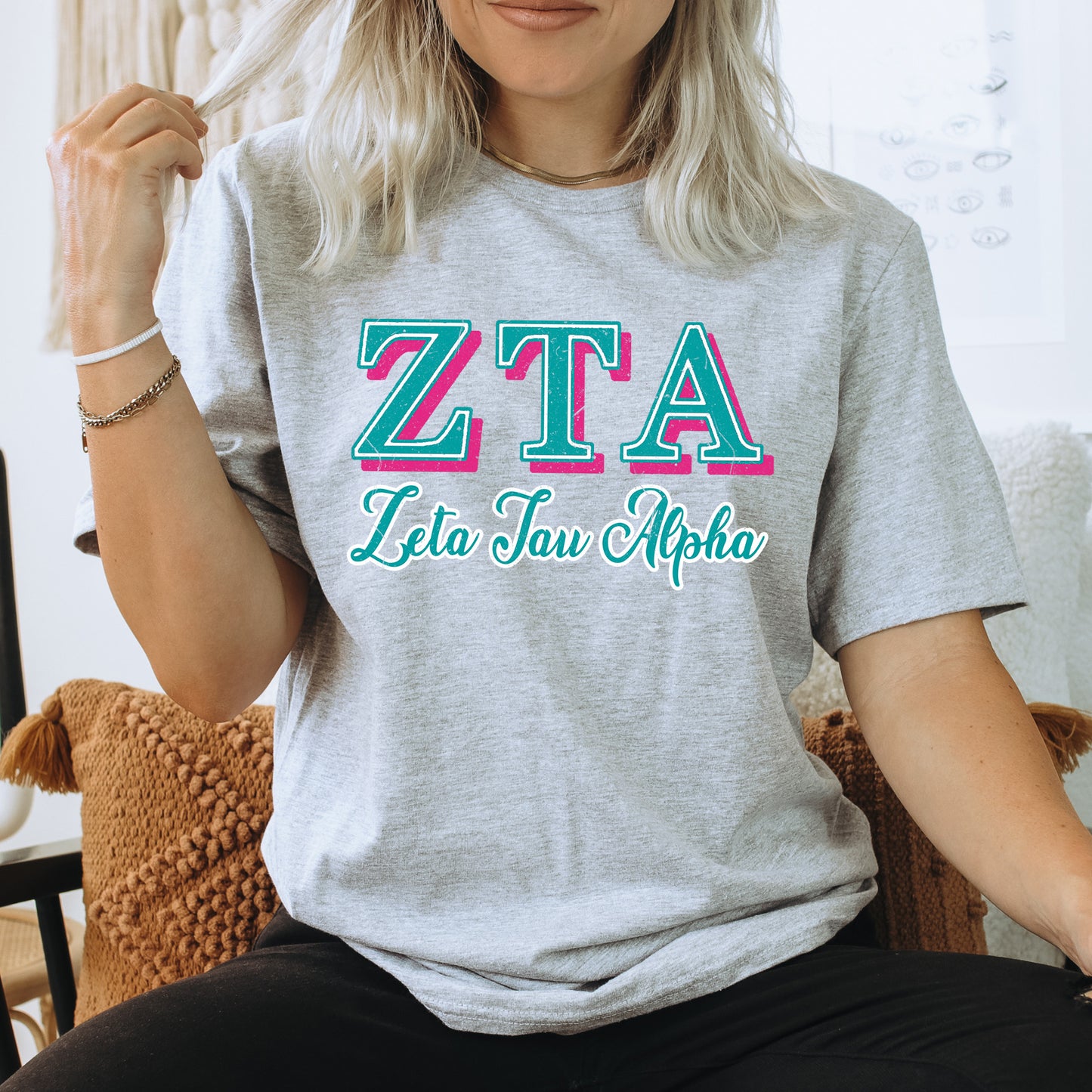Zeta Tau Alpha Greek Colors Sorority T-shirt _ 36094g