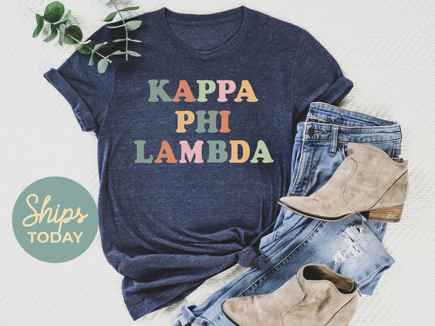 Kappa Phi Lambda Bright and Colorful Sorority T-shirt _ 3474g