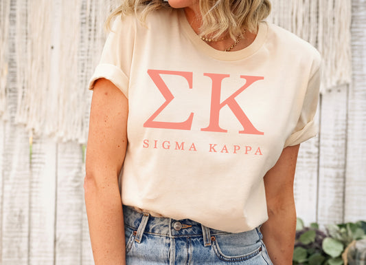 Sigma Kappa Pink Personality Sorority T-shirt _ 670g