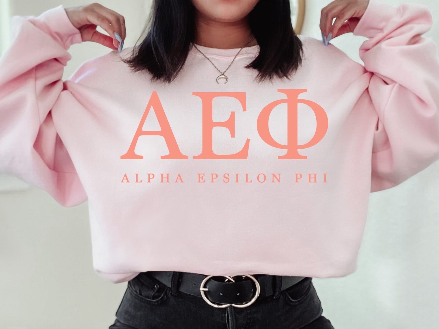Alpha Epsilon Phi Pink Personality Sorority Sweatshirt _ 650g
