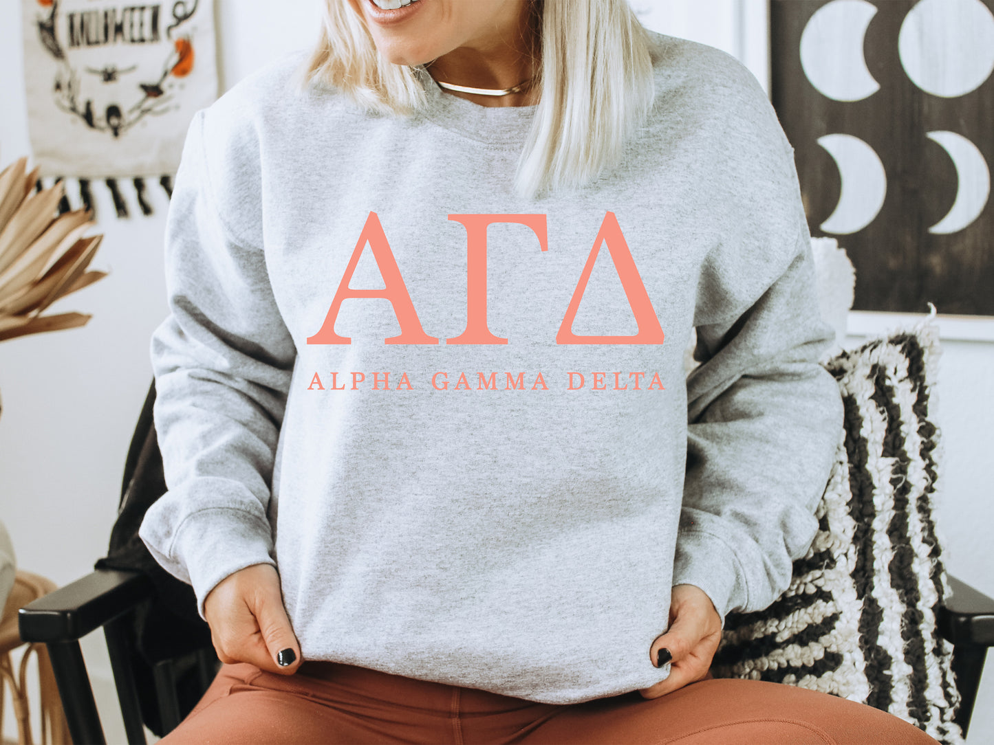 Alpha Gamma Delta Pink Personality Sorority Sweatshirt _ 651g