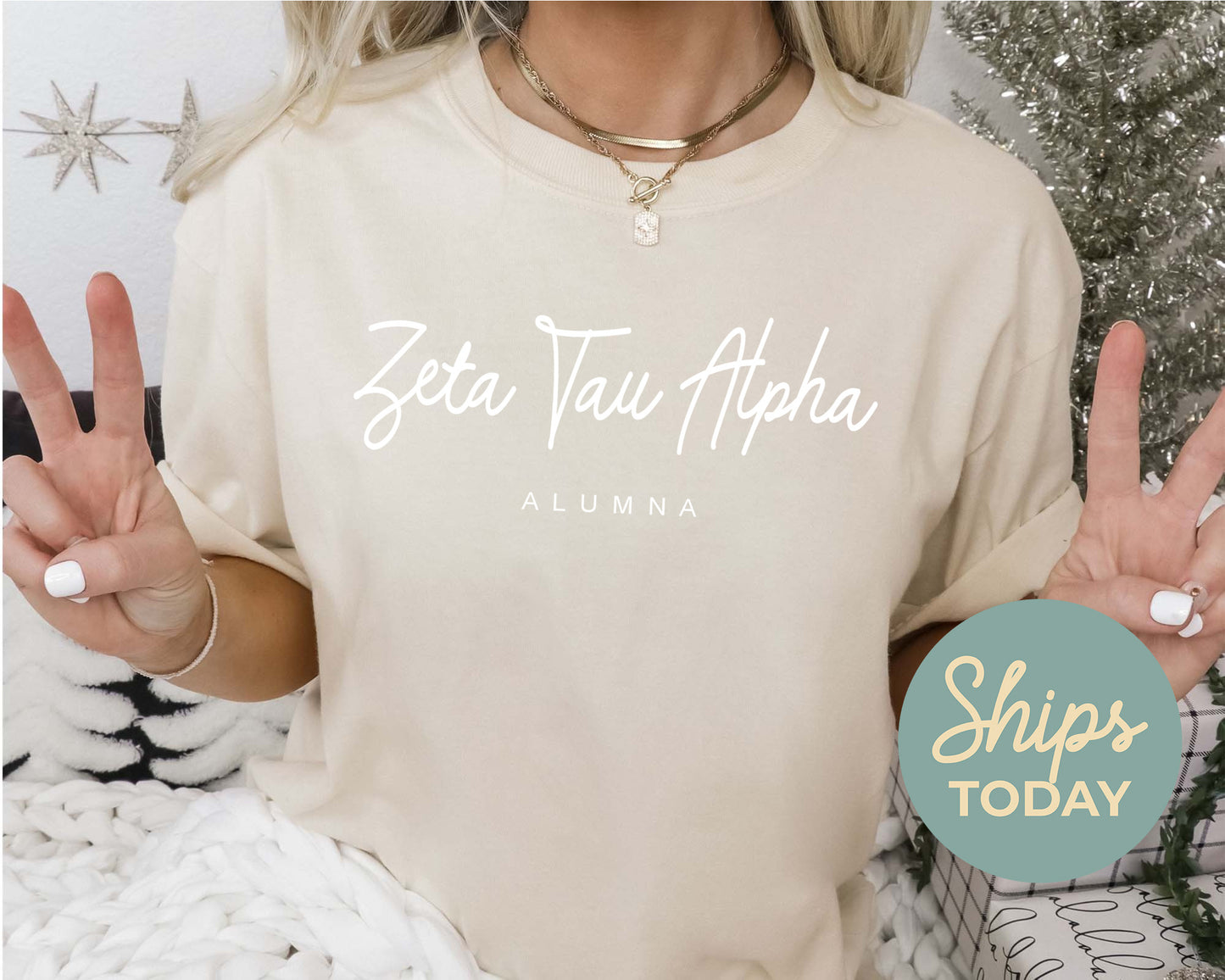 Zeta Tau Alpha Flashy Alumna Sorority T-shirt _ 2550g