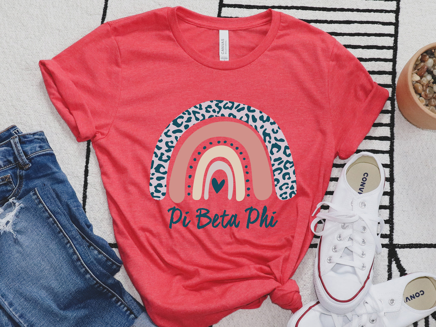 Pi Beta Phi Greek Rainbow Sorority T-shirt _ 2753g