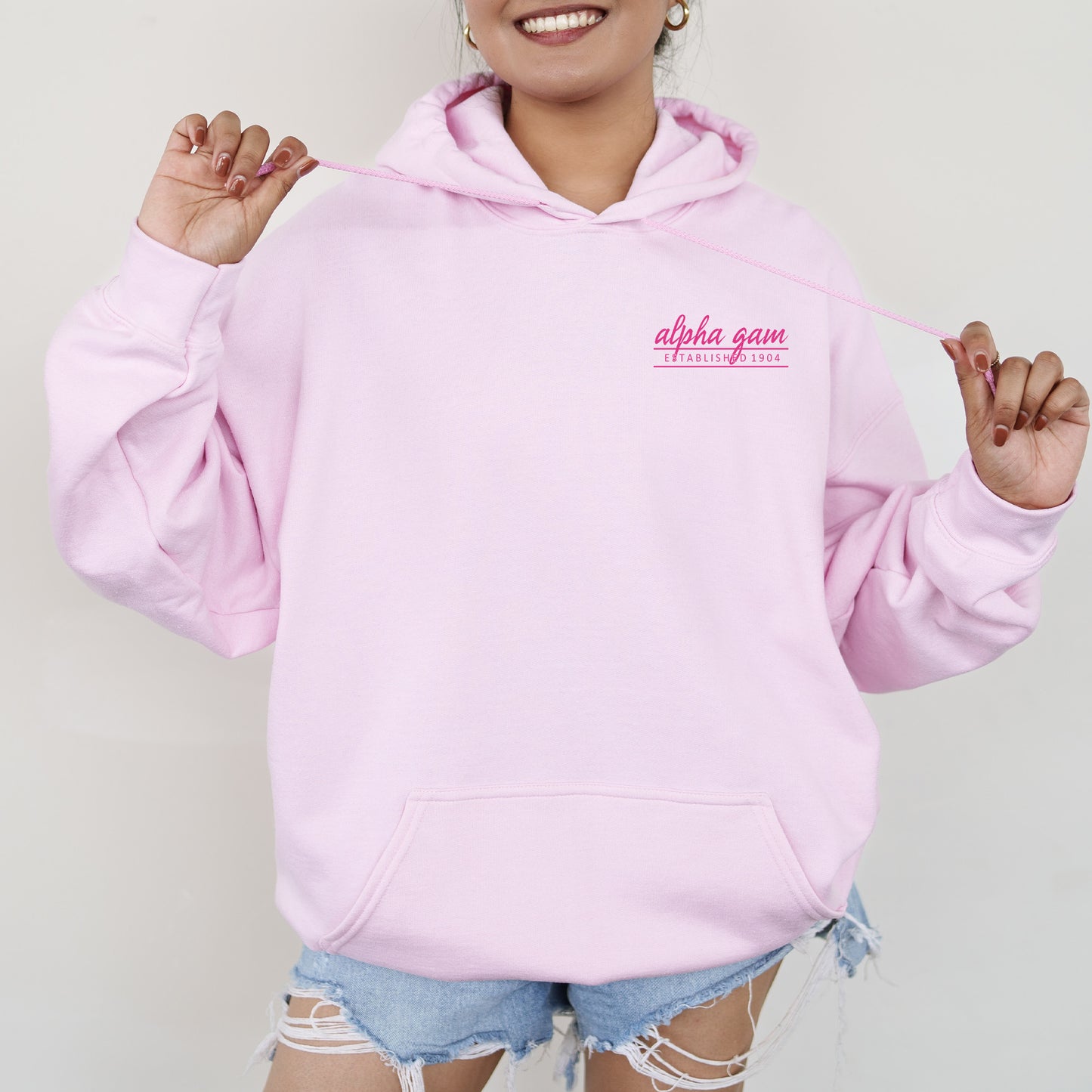 Alpha Gamma Delta Classic Pink Sorority Hoodie _ 39089g