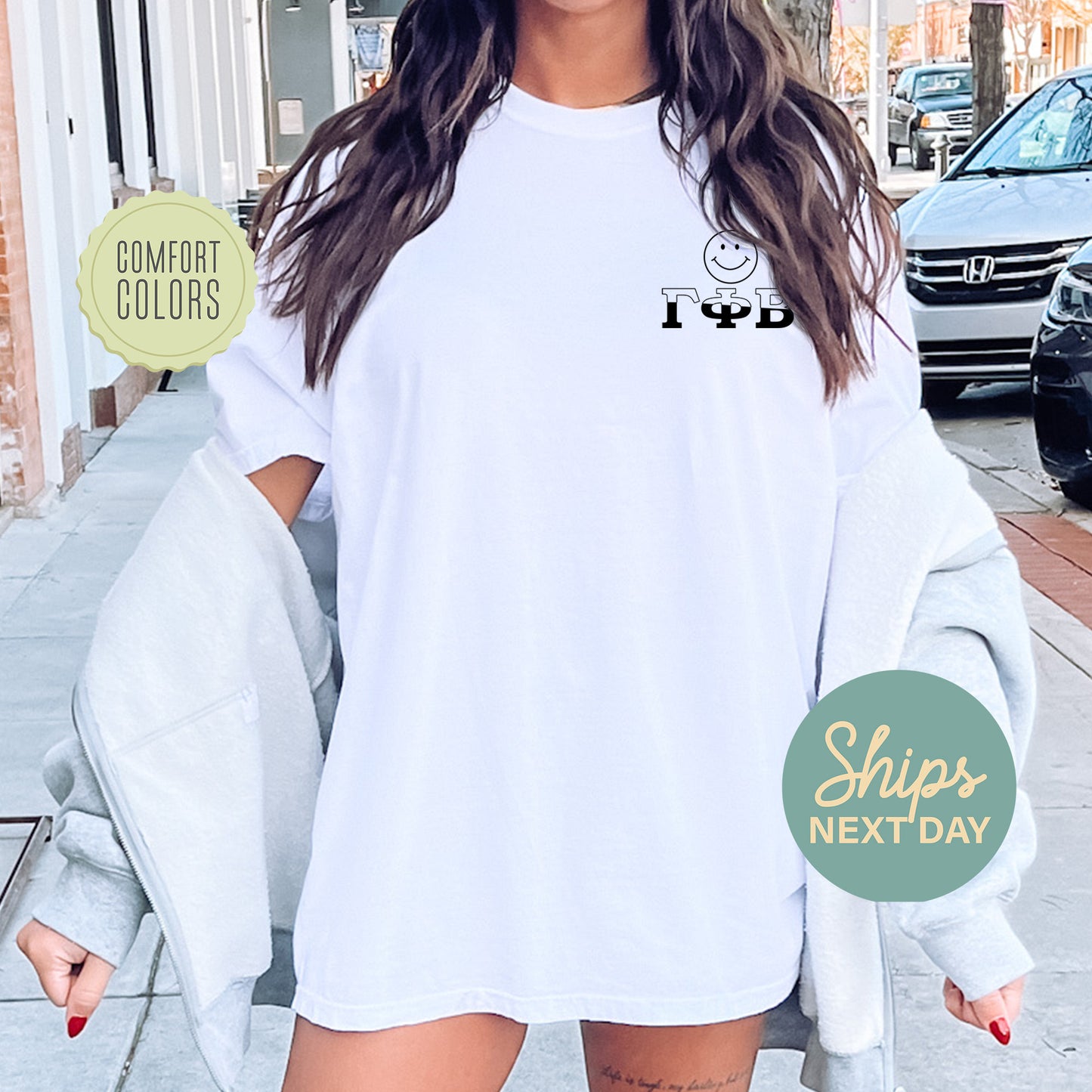 Gamma Phi Beta Wavy Letters Comfort Colors Sorority T-shirt _ 33412g