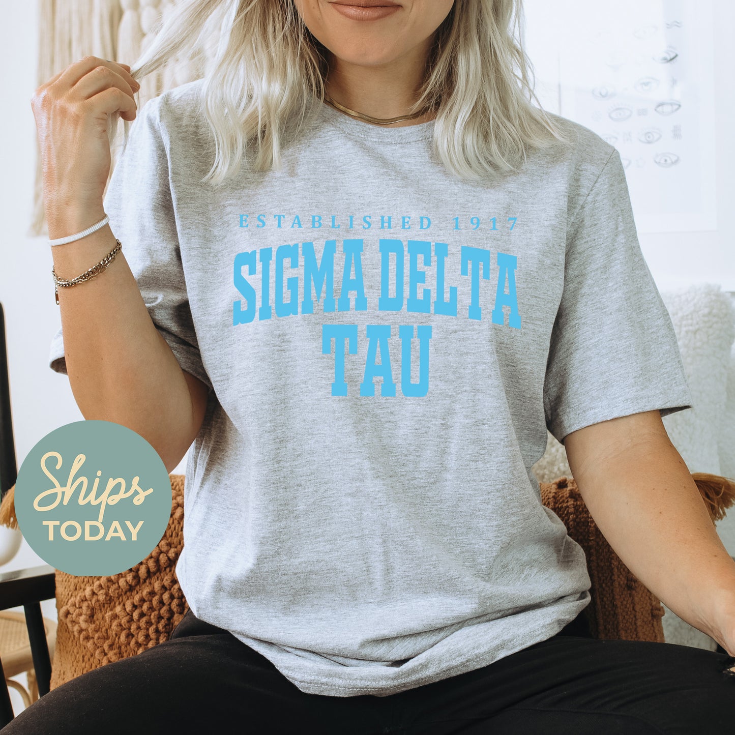 Sigma Delta Tau Bold Letters Sorority T-shirt _ 35141g