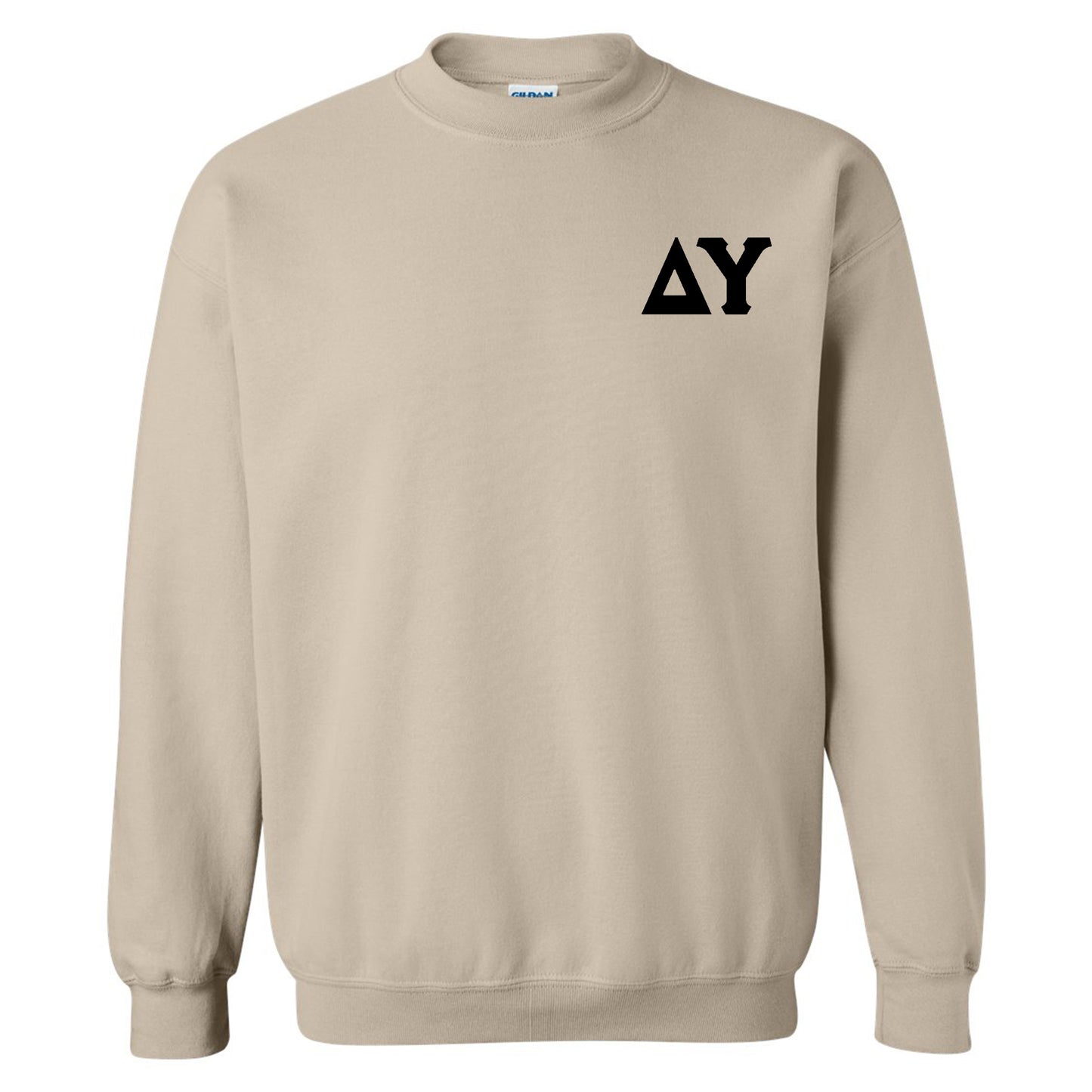 a beige sweatshirt with the word ay on it
