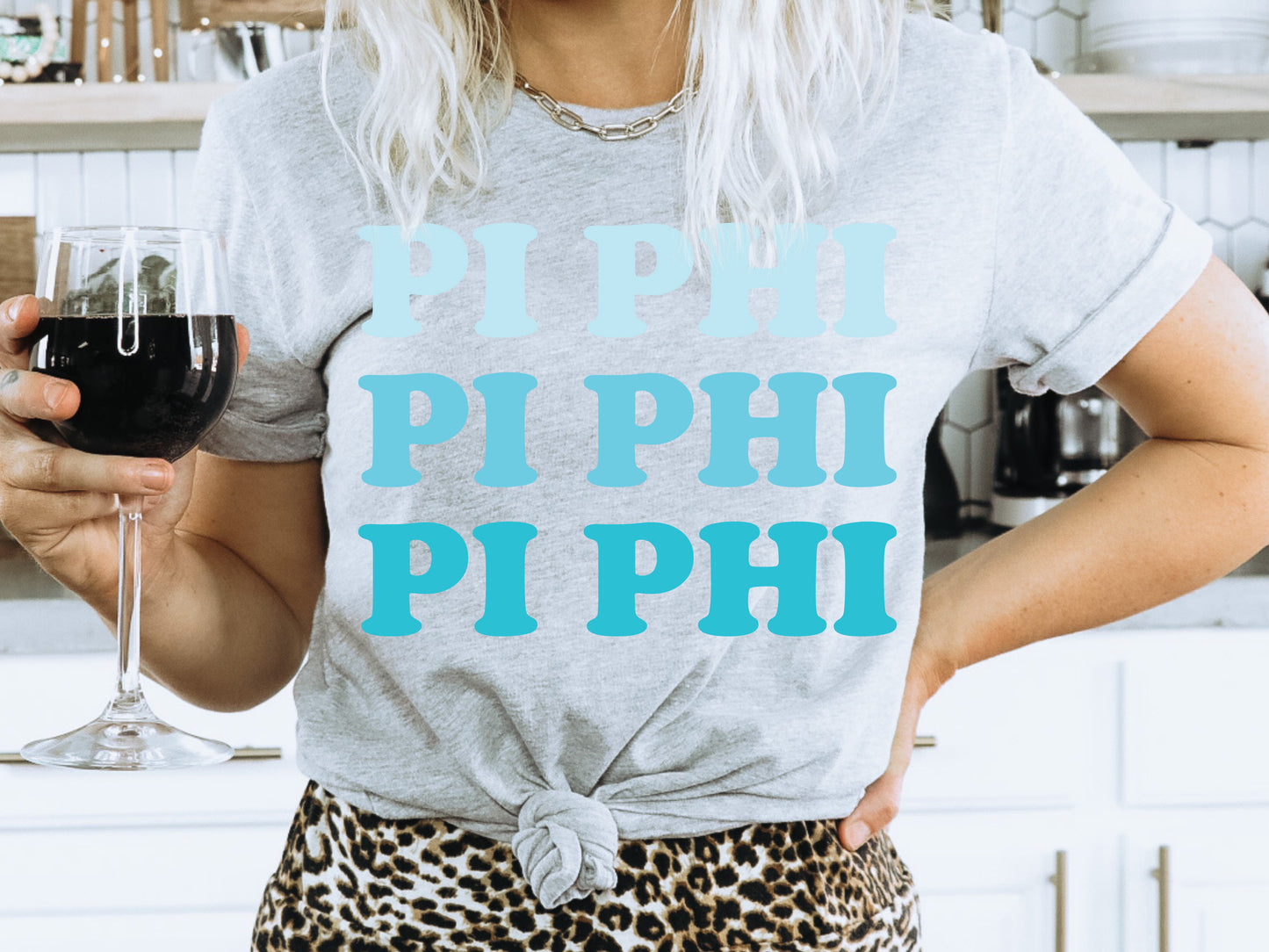 Pi Beta Phi Touch of Blue Sorority T-shirt _ 2597g