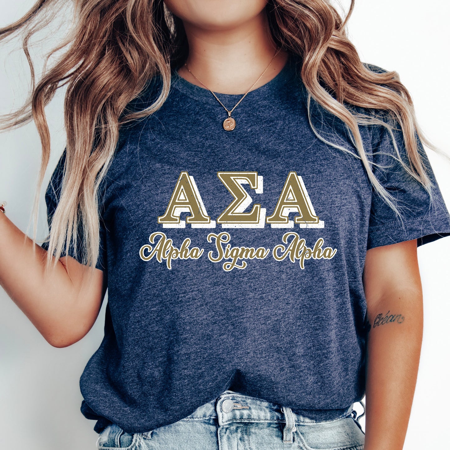 Alpha Sigma Alpha Greek Colors Sorority T-shirt _ 36075g