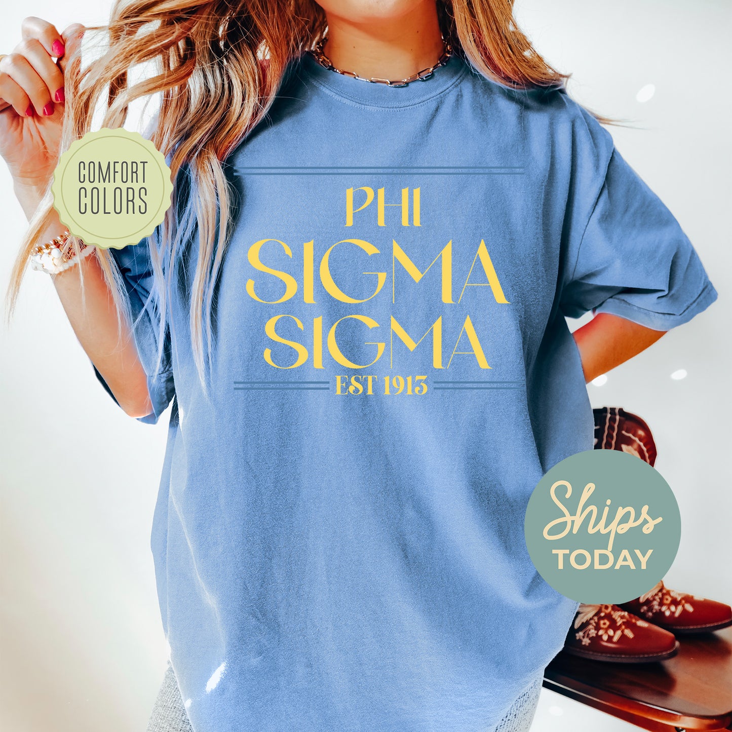 Phi Sigma Sigma Greek Harmony Comfort Colors Sorority T-shirt _ 34983g