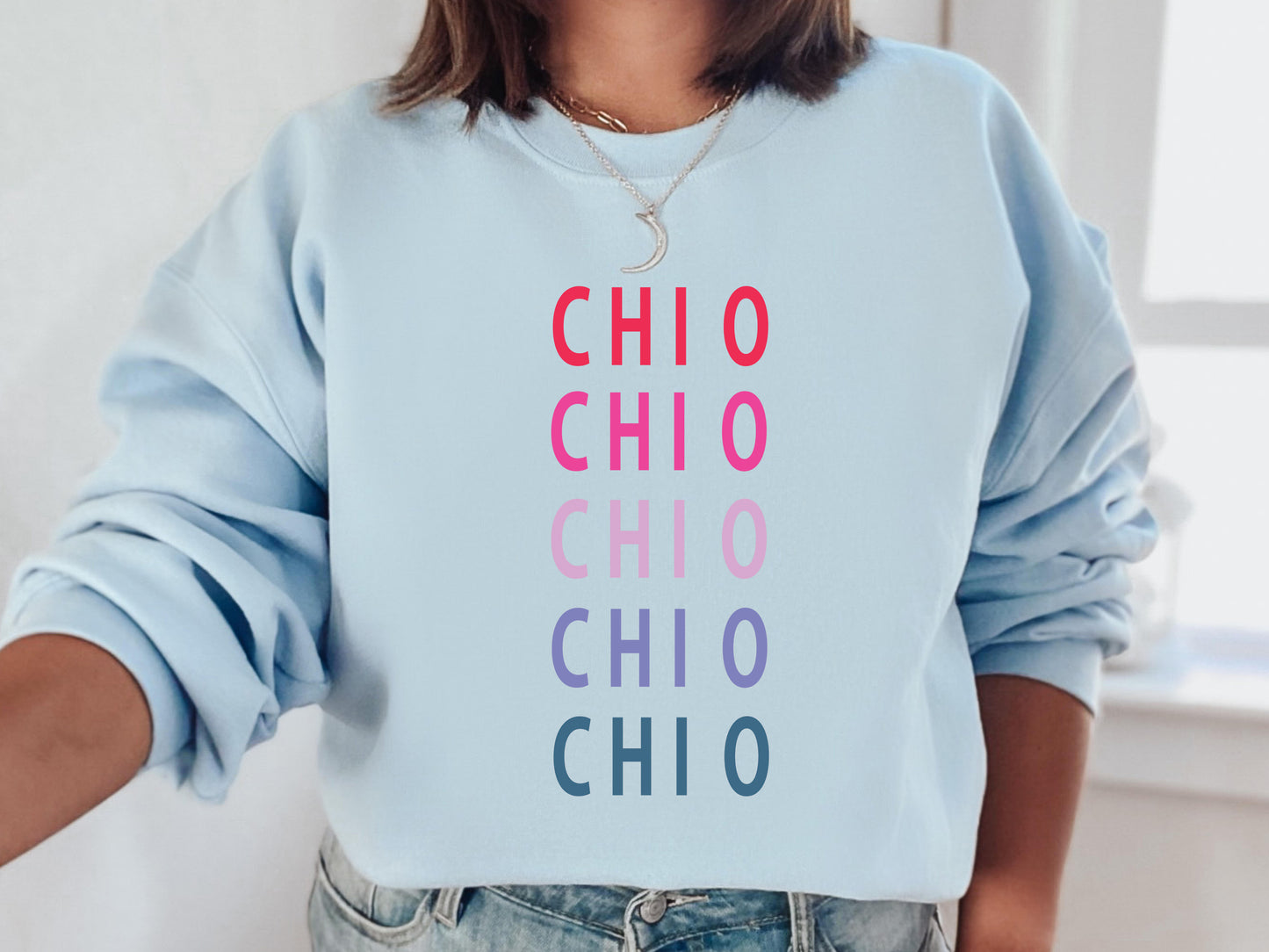 Chi Omega Bright and Stacked Sorority Sweatshirt _ 9g