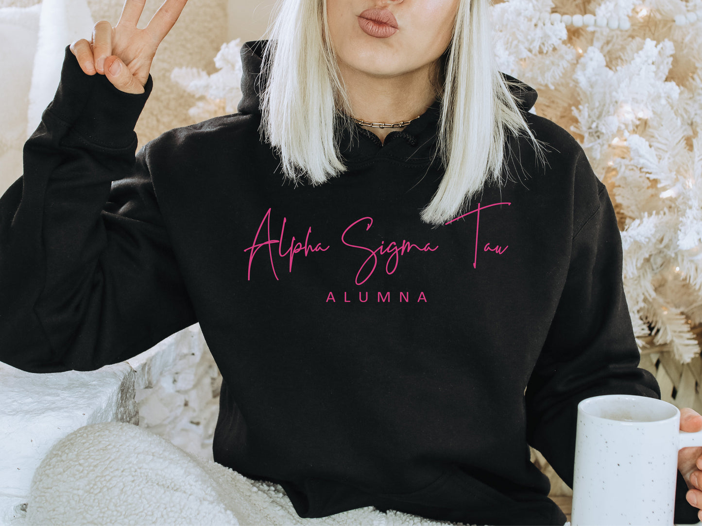 Alpha Sigma Tau Simple and Sweet Alumna Sorority Hoodie _ 499g