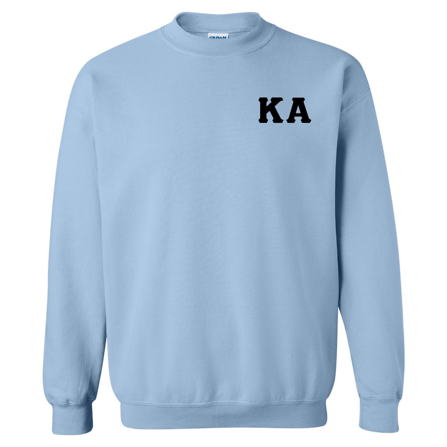 a light blue sweatshirt with the letters ka on it