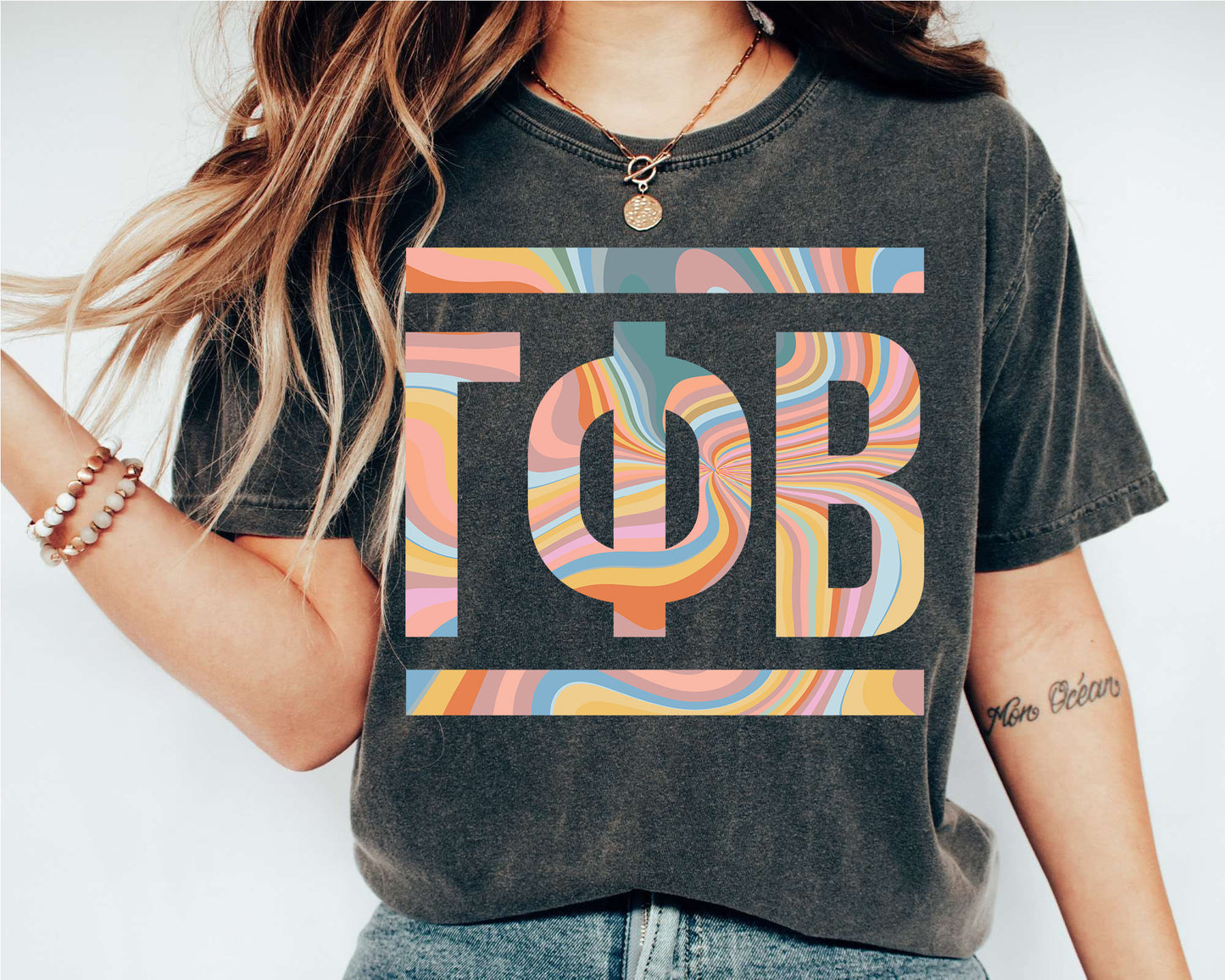 Gamma Phi Beta Multicolor Letters Sorority T-shirt _ 30475g