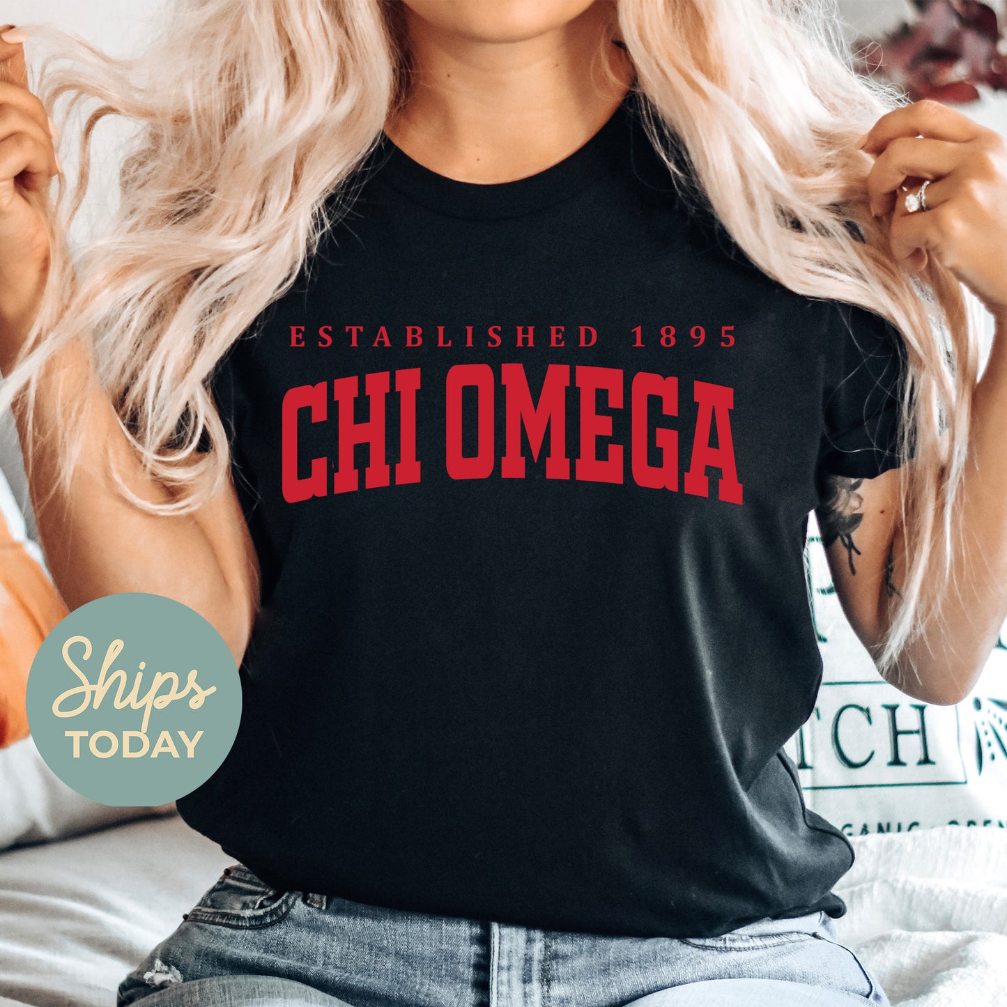 Chi Omega Bold Letters Sorority T-shirt _ 35129g