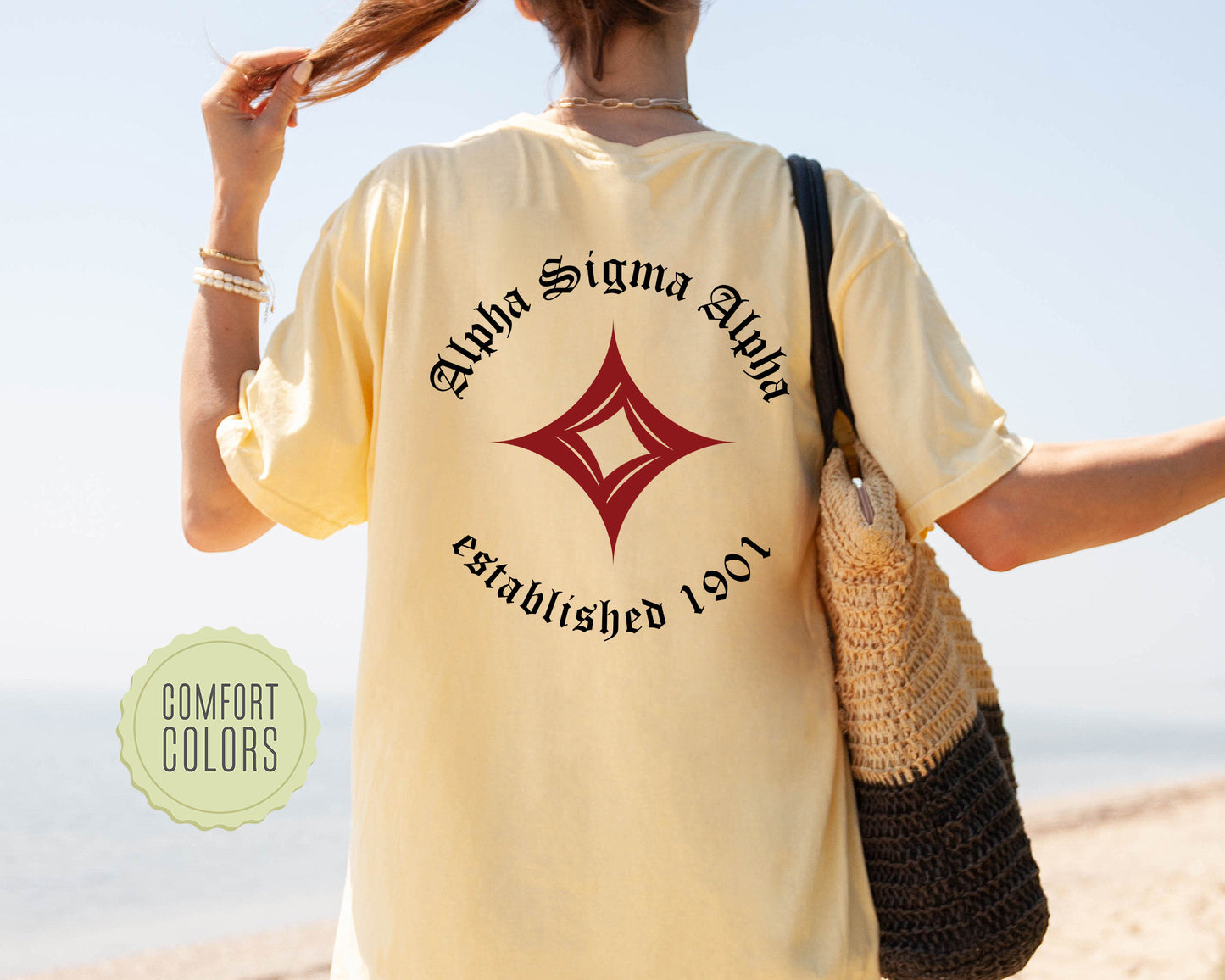 Alpha Sigma Alpha Old English Crest Comfort Colors Sorority T-shirtt _ 32926g