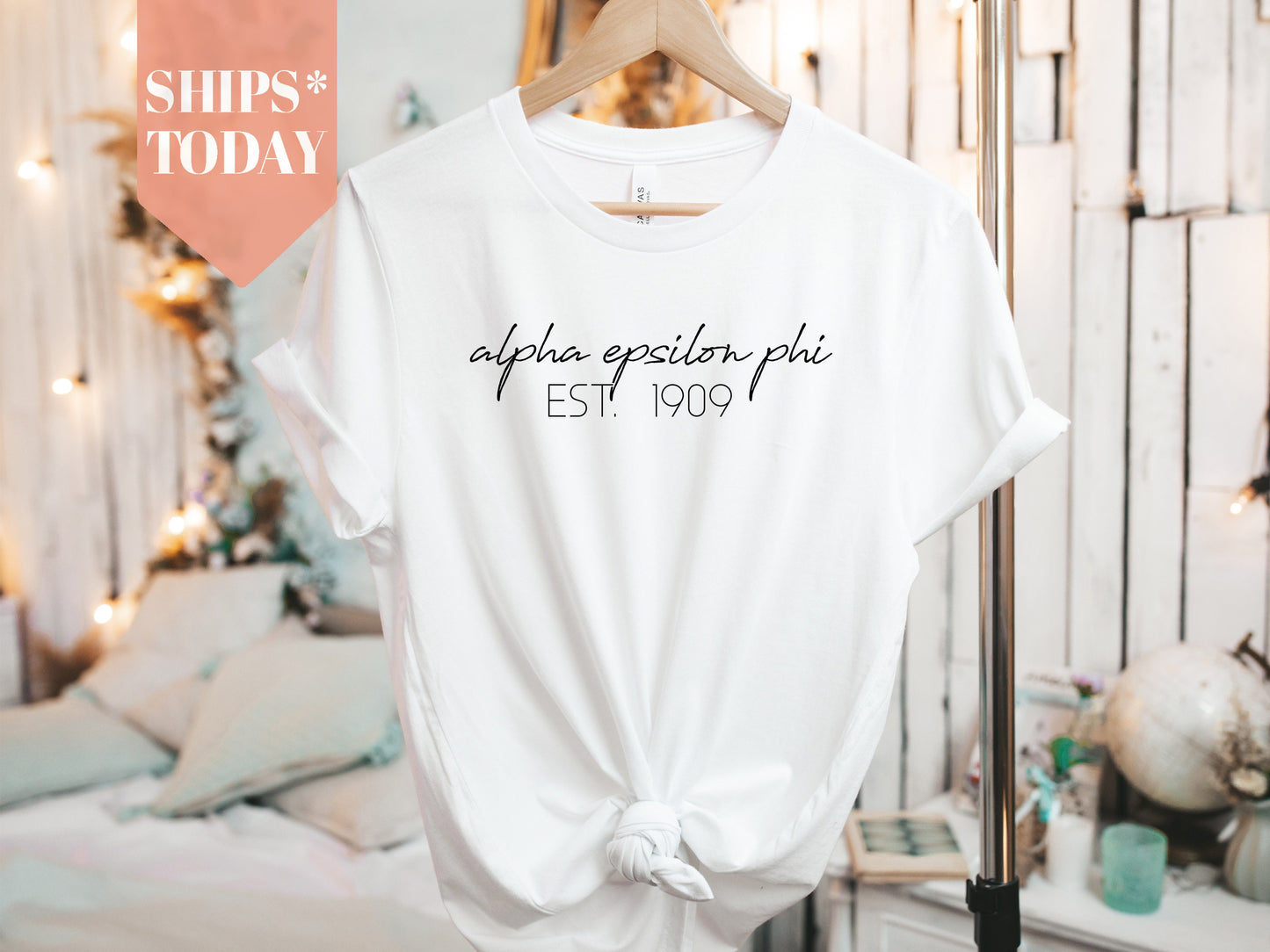 Alpha Epsilon Phi Black Calligraphy Sorority T-shirt _ 2319g