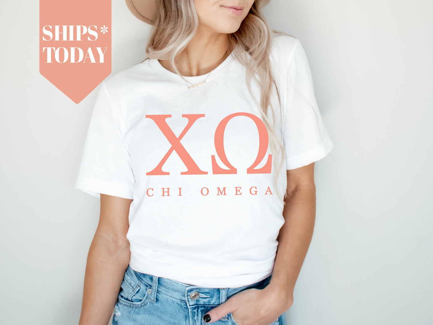Chi Omega Pink Personality Sorority T-shirt _ 657g