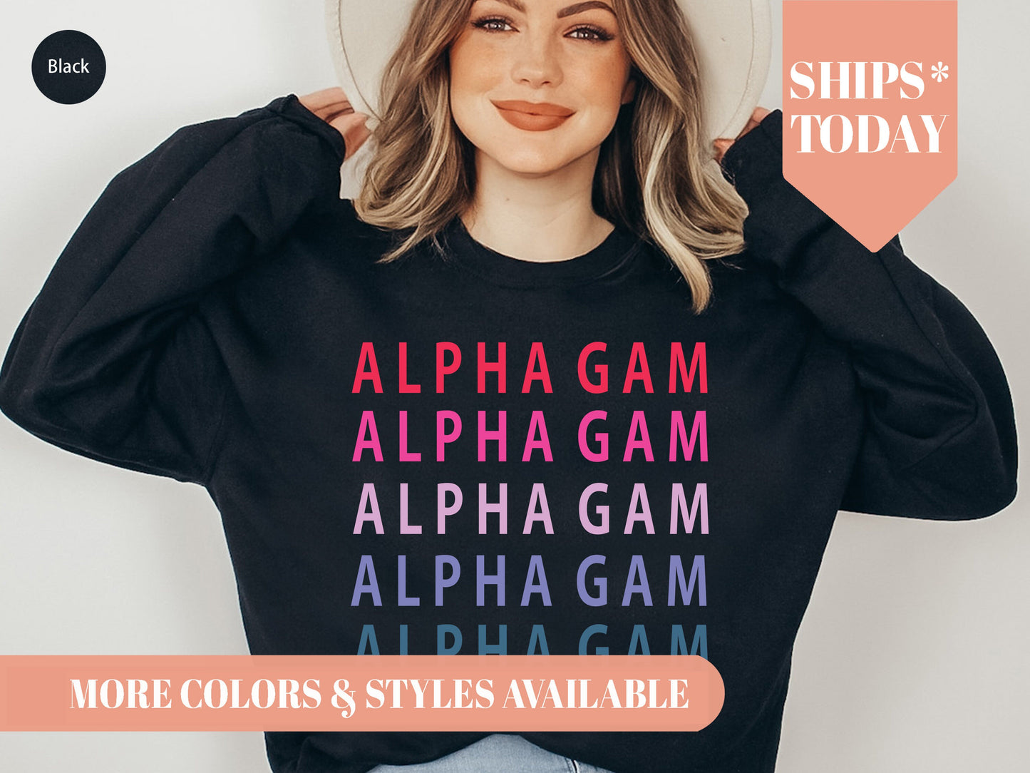 Alpha Gamma Delta Bright and Stacked Sorority Sweatshirt _ 3g