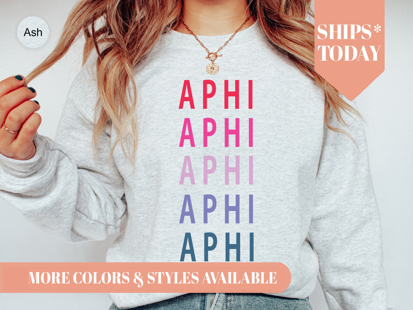 Alpha Phi Bright and Stacked Sorority Sweatshirt _ 5g