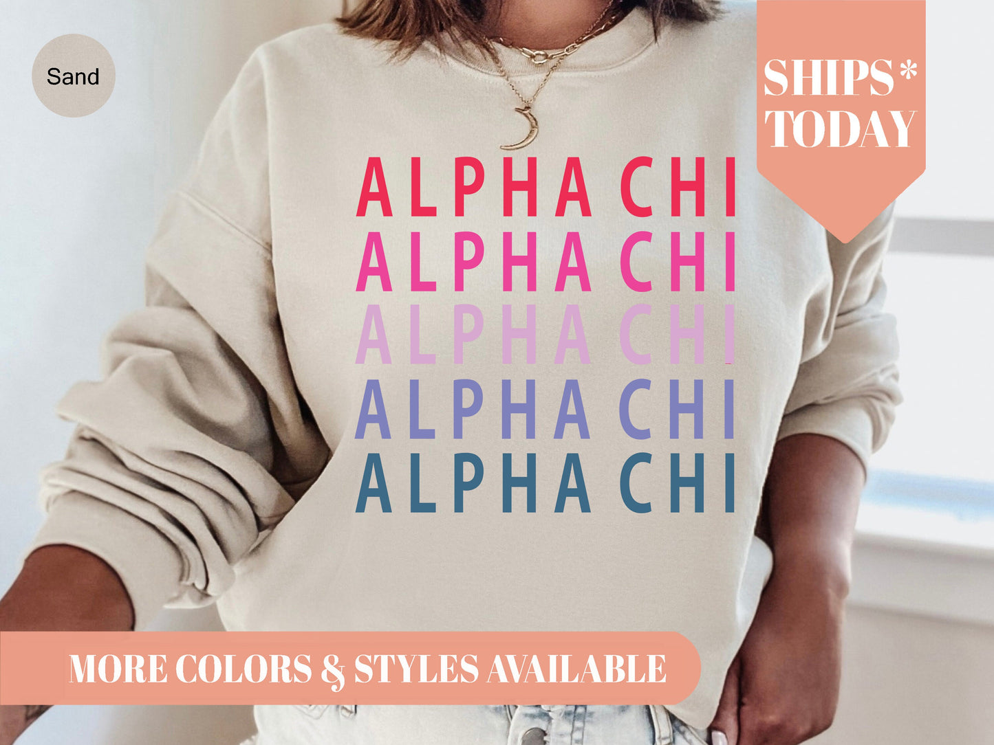 Alpha Chi Omega Bright and Stacked Sorority Sweatshirt _ 1g