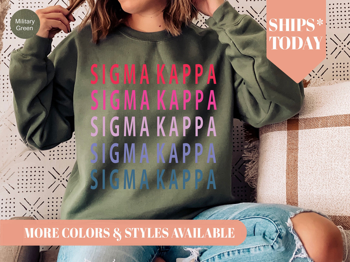 Sigma Kappa Bright and Stacked Sorority Sweatshirt _ 23g