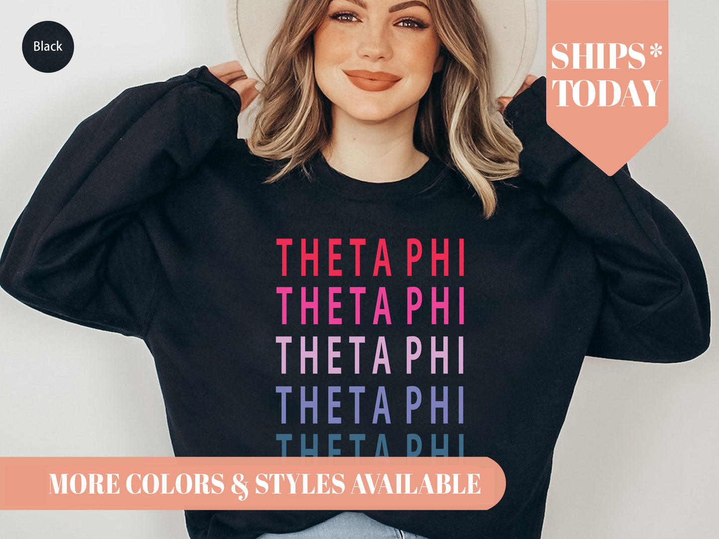 Theta Phi Alpha Bright and Stacked Sorority Sweatshirt _ 25g