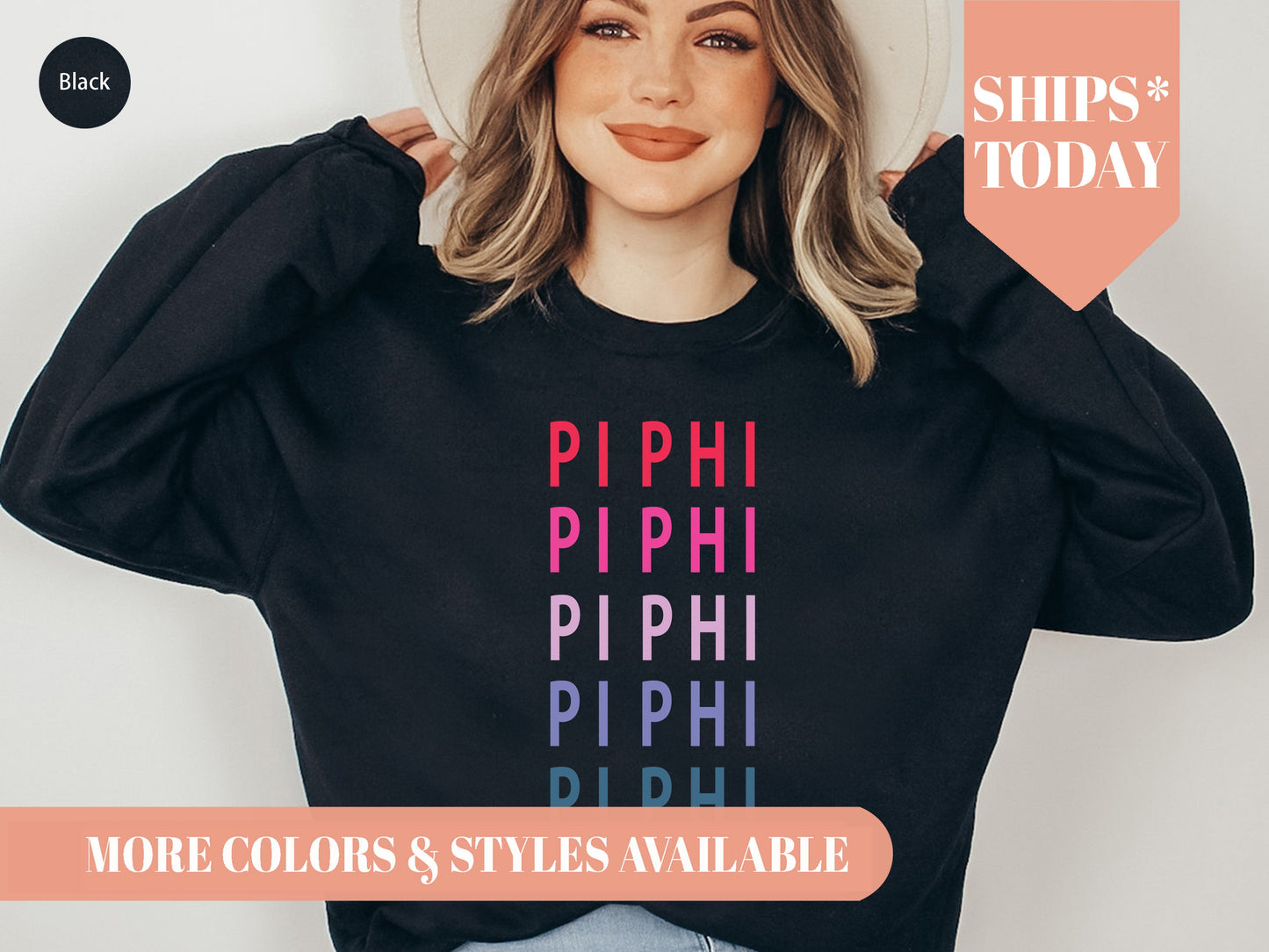 Pi Beta Phi Bright and Stacked Sorority Sweatshirt _ 20g