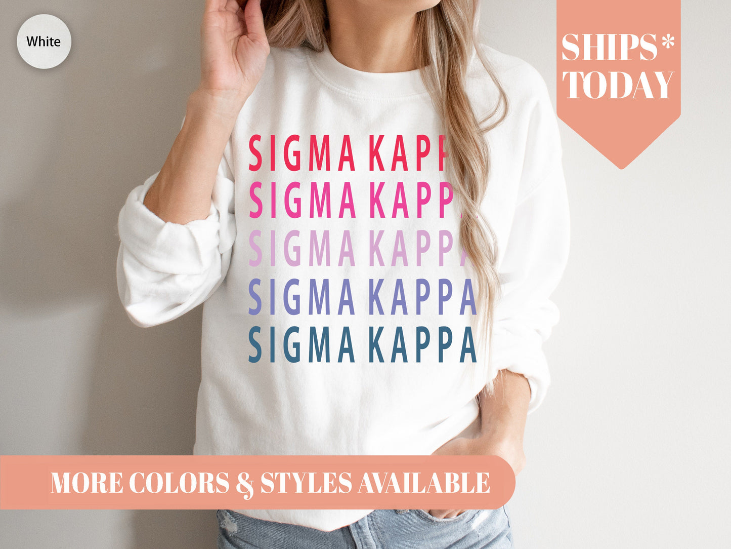 Sigma Kappa Bright and Stacked Sorority Sweatshirt _ 23g