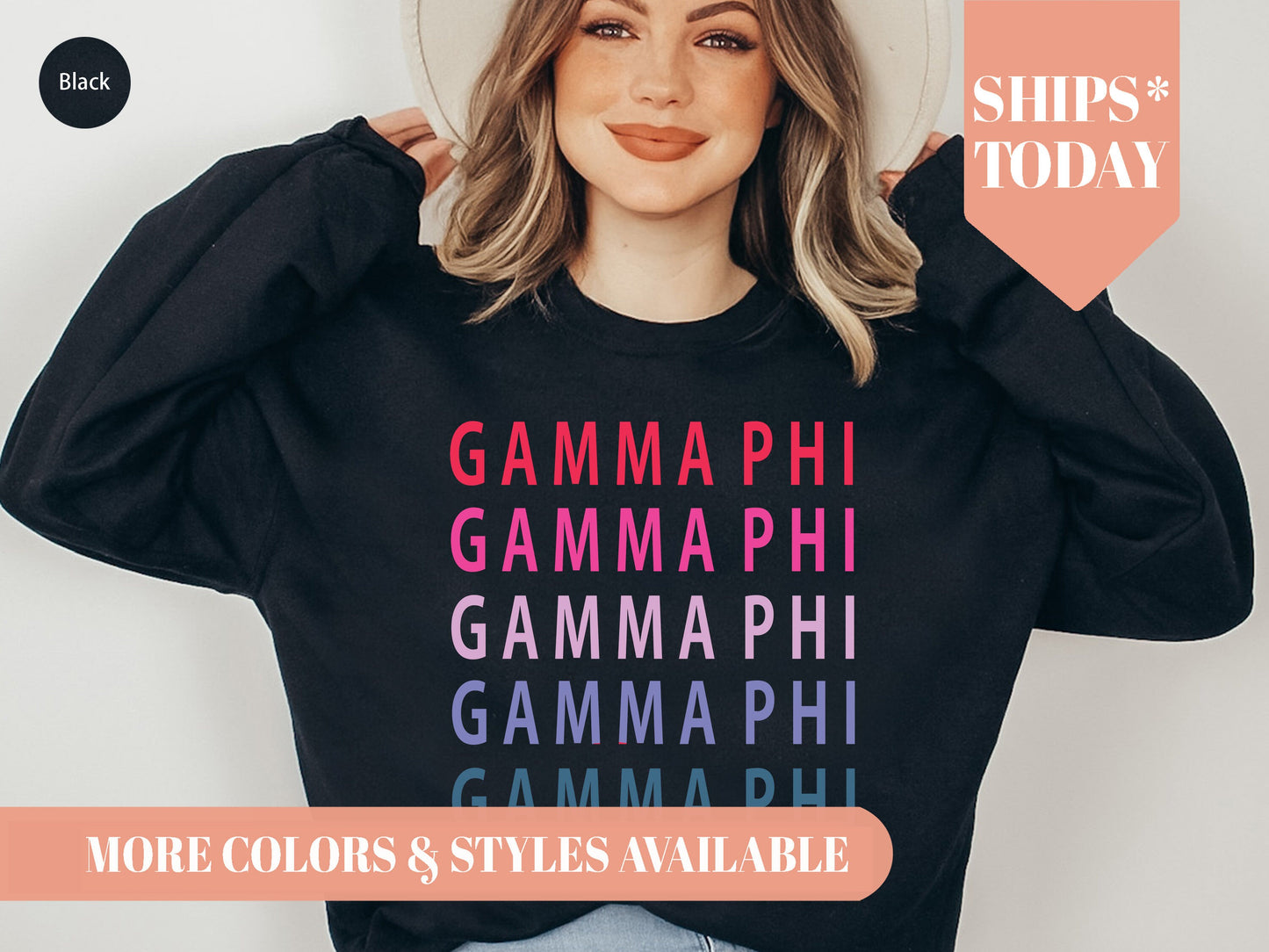 Gamma Phi Beta Bright and Stacked Sorority Sweatshirt _ 14g