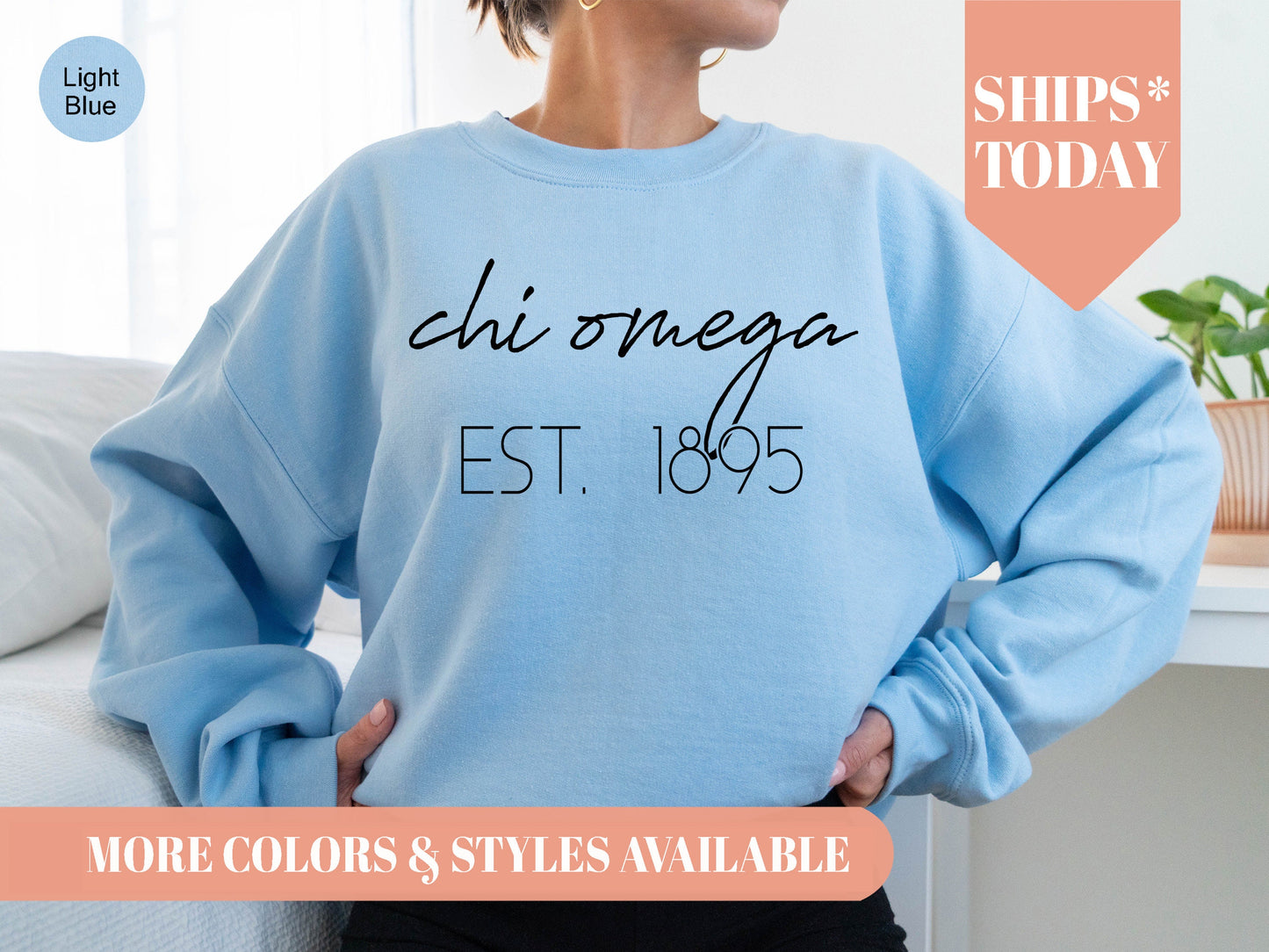 Chi Omega Black Calligraphy Sorority Sweatshirt _ 2326g