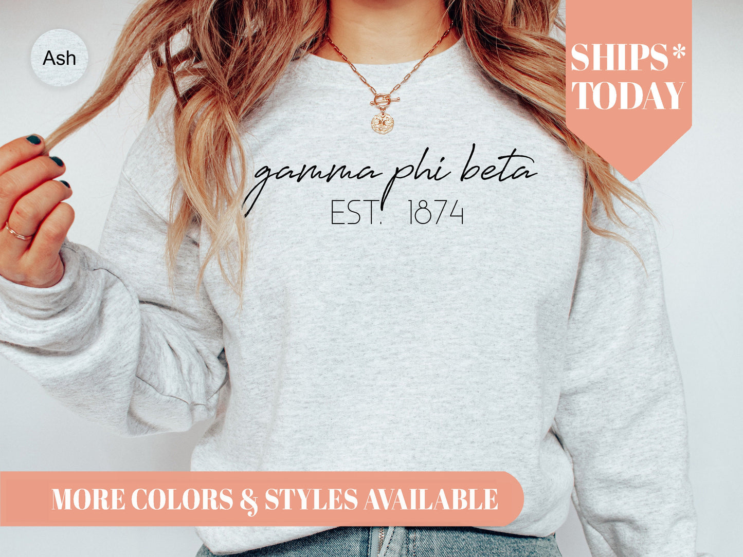 Gamma Phi Beta Black Calligraphy Sorority Sweatshirt _ 2331g