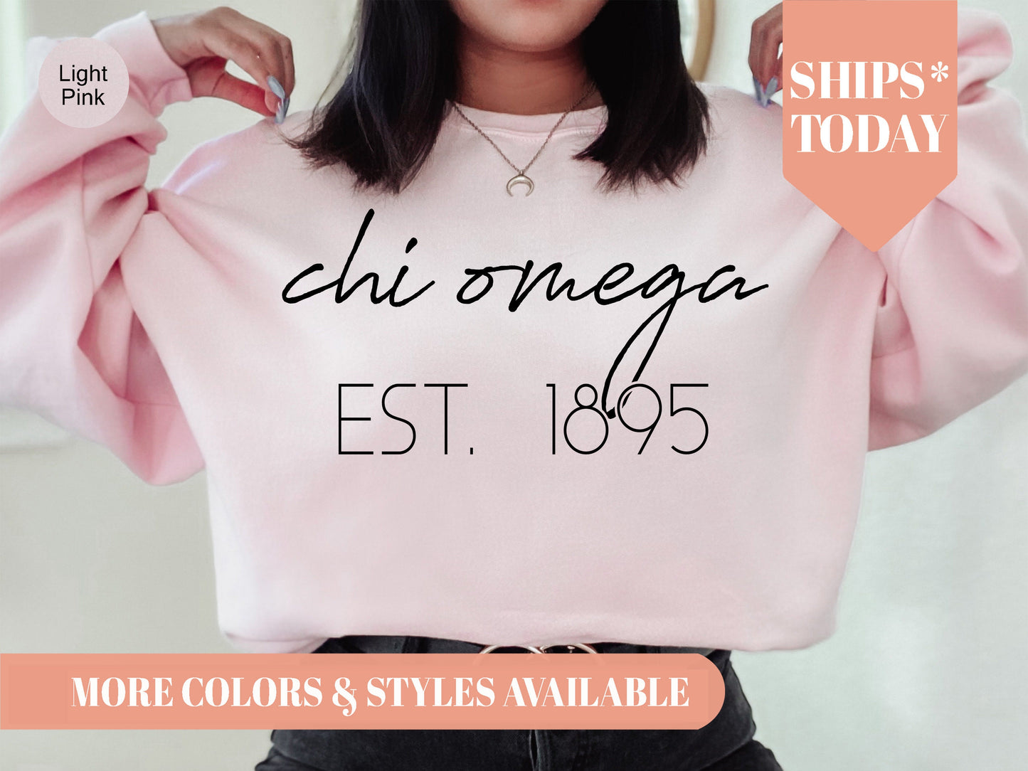 Chi Omega Black Calligraphy Sorority Sweatshirt _ 2326g