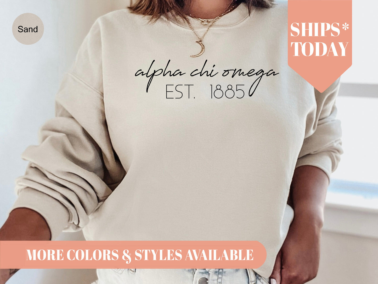 Alpha Chi Omega Black Calligraphy Sorority Sweatshirt _ 2317g