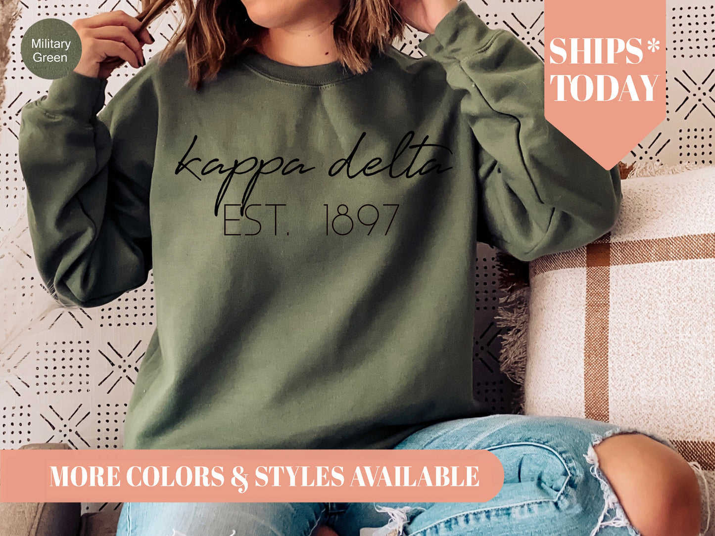 Kappa Delta Black Calligraphy Sorority Sweatshirt _ 2333g