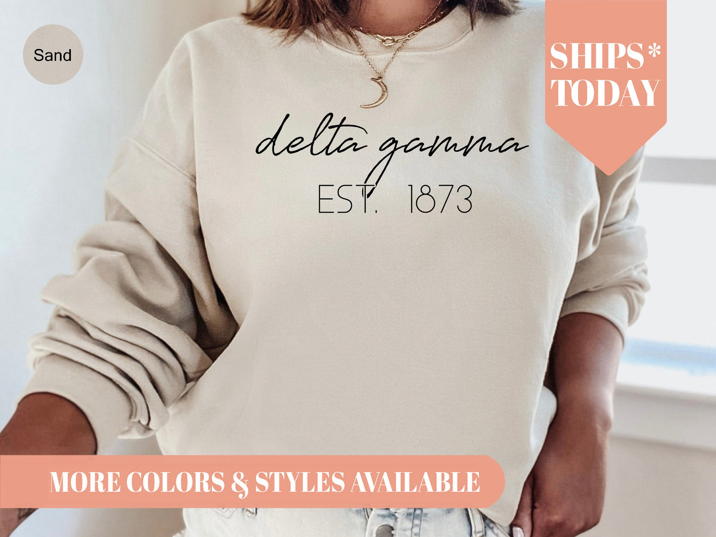 Delta Gamma Black Calligraphy Sorority Sweatshirt _ 2328g