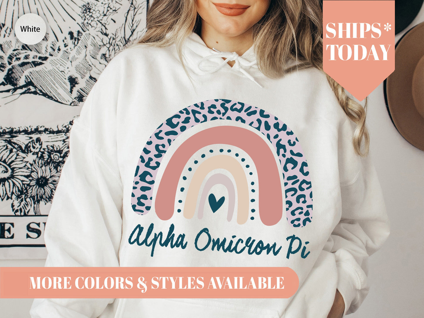 Alpha Omicron Pi Greek Rainbow Sorority Hoodie _ 2737g
