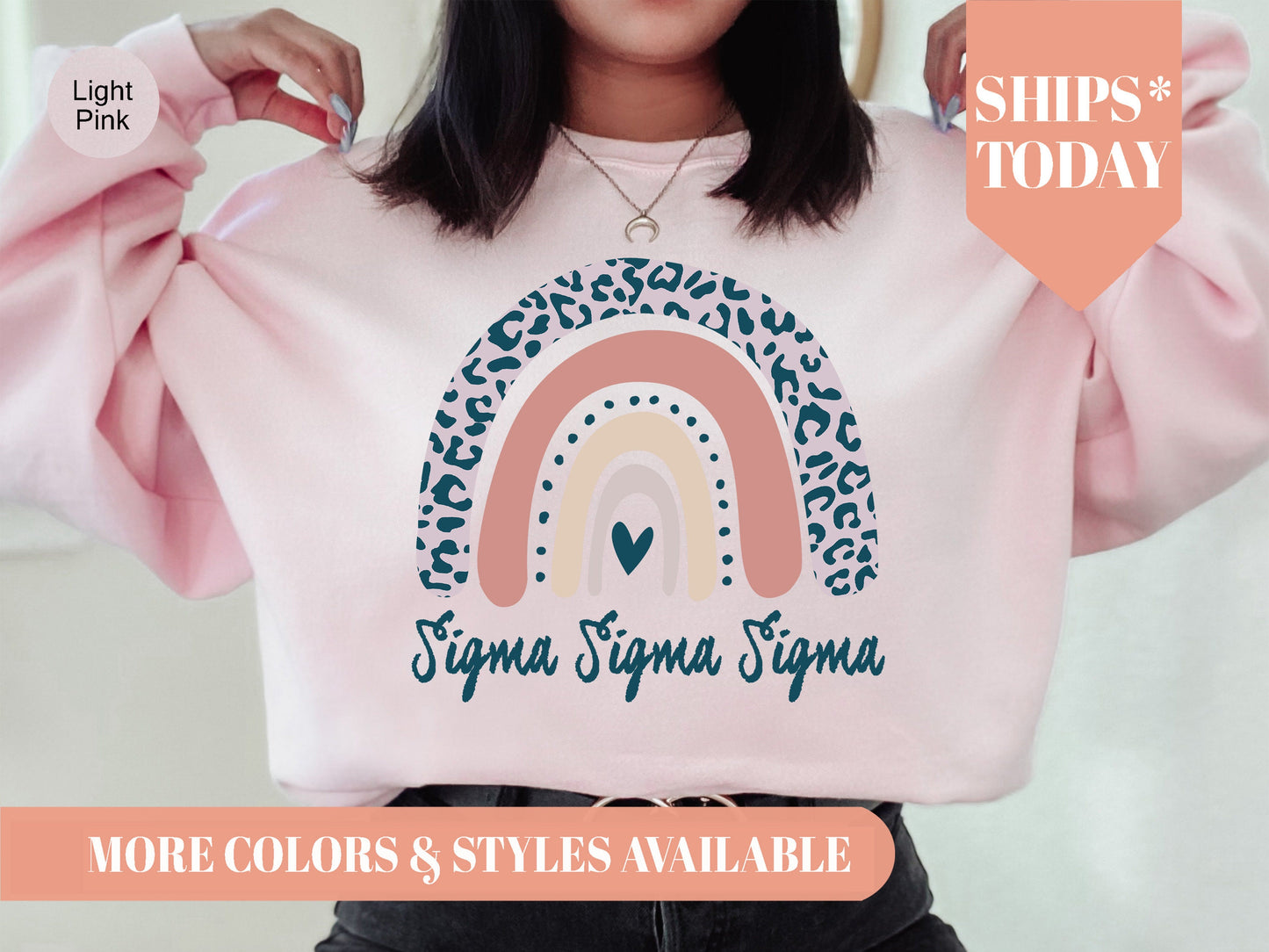 Sigma Sigma Sigma Greek Rainbow Sorority Sweatshirt _ 2756g