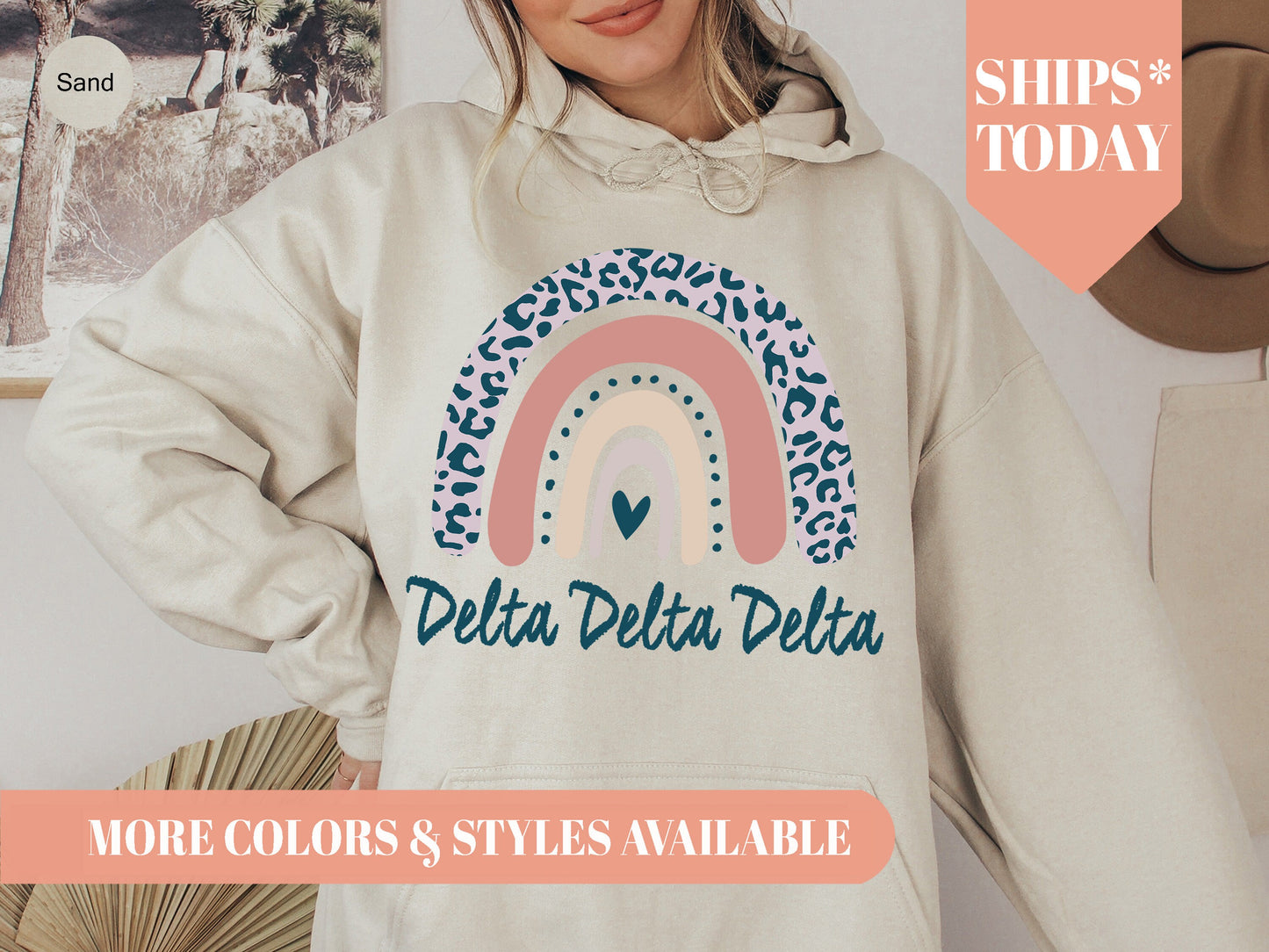 Delta Delta Delta Greek Rainbow Sorority Hoodie _ 2743g