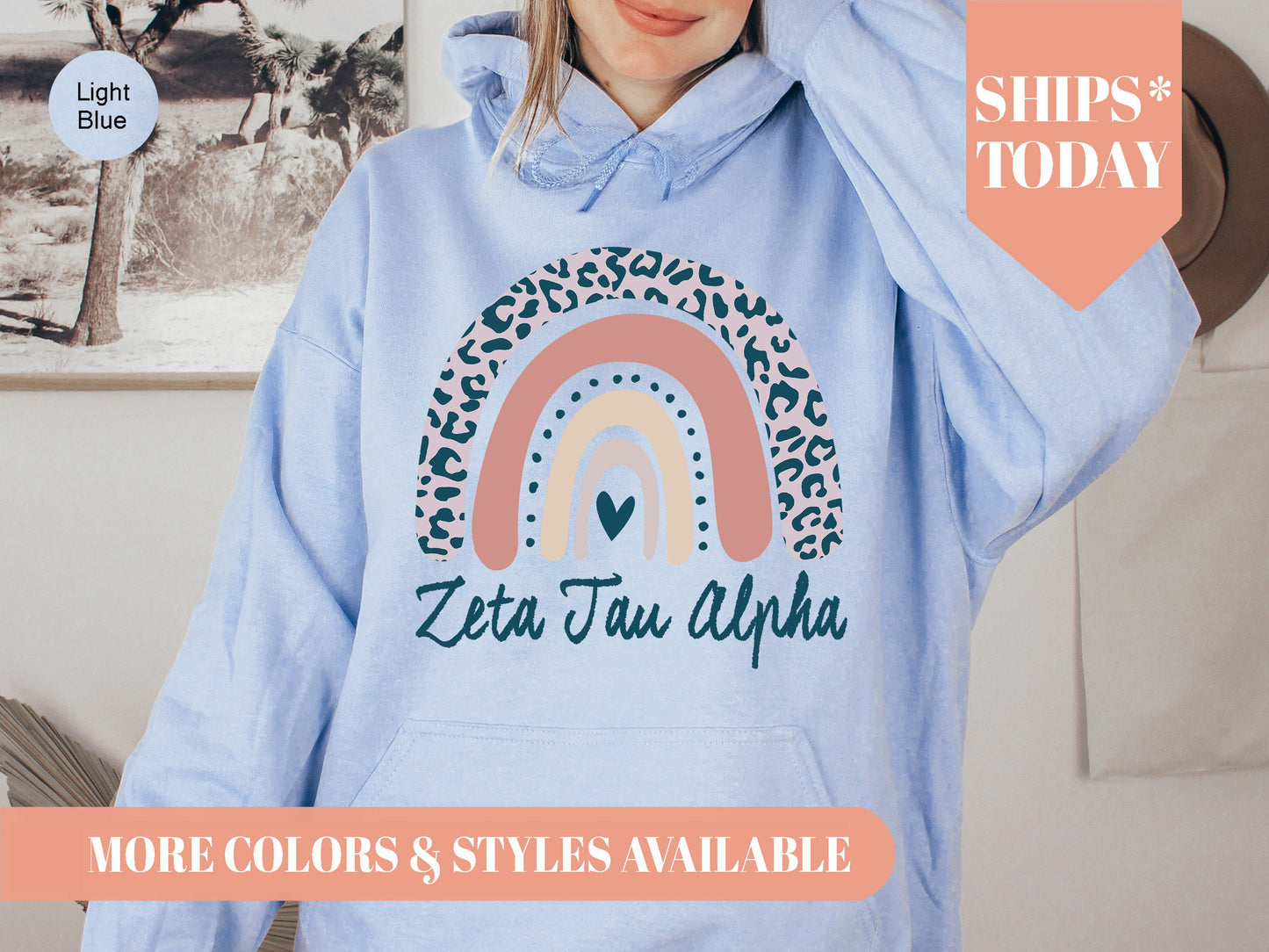 Zeta Tau Alpha Greek Rainbow Sorority Hoodie _ 2758g