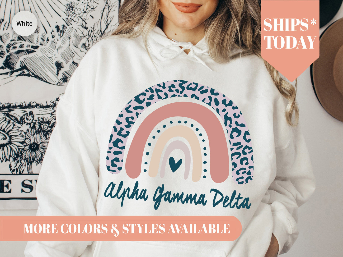 Alpha Gamma Delta Greek Rainbow Sorority Hoodie _ 2736g