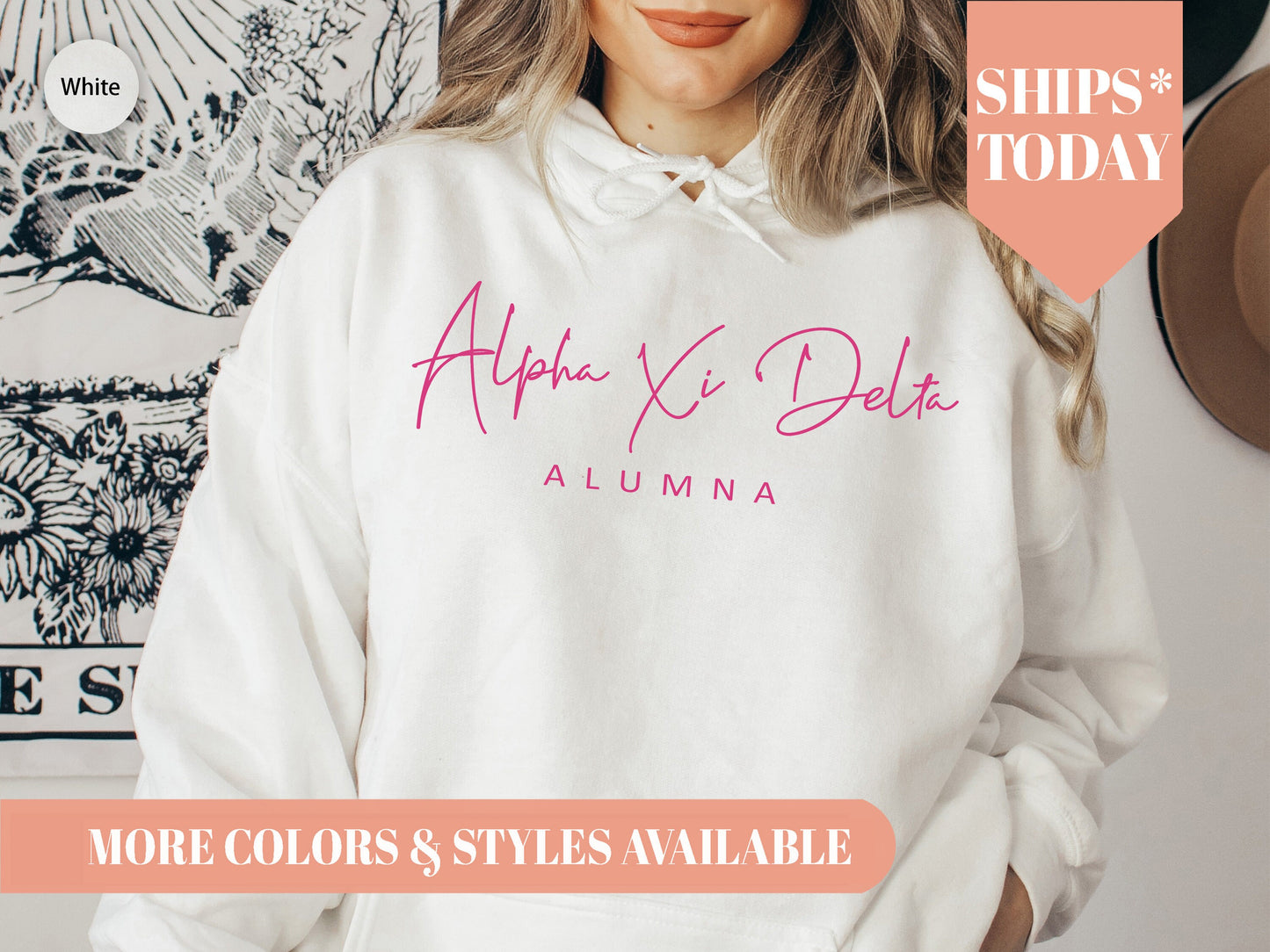 Alpha Xi Delta Simple and Sweet Alumna Sorority Hoodie _ 500g