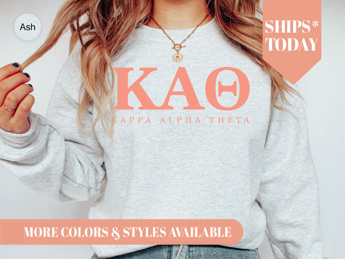 Kappa Alpha Theta Pink Personality Sorority Sweatshirt _  663g