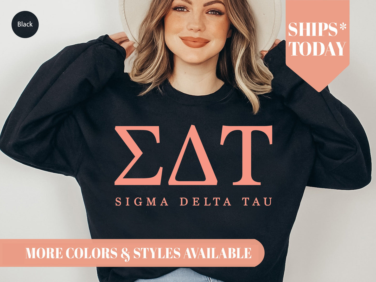 Sigma Delta Tau Pink Personality Sorority Sweatshirt _ 669g