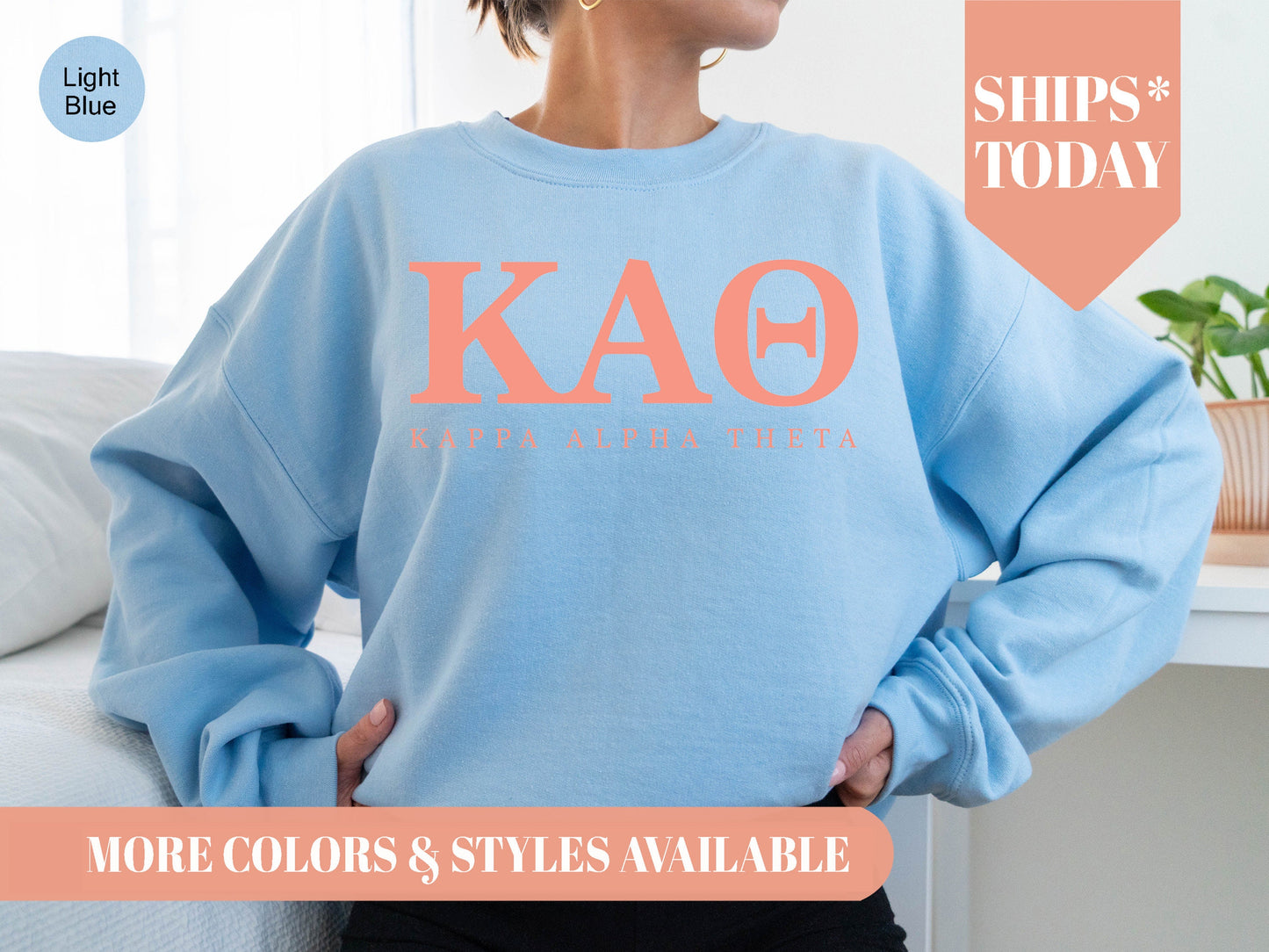 Kappa Alpha Theta Pink Personality Sorority Sweatshirt _  663g