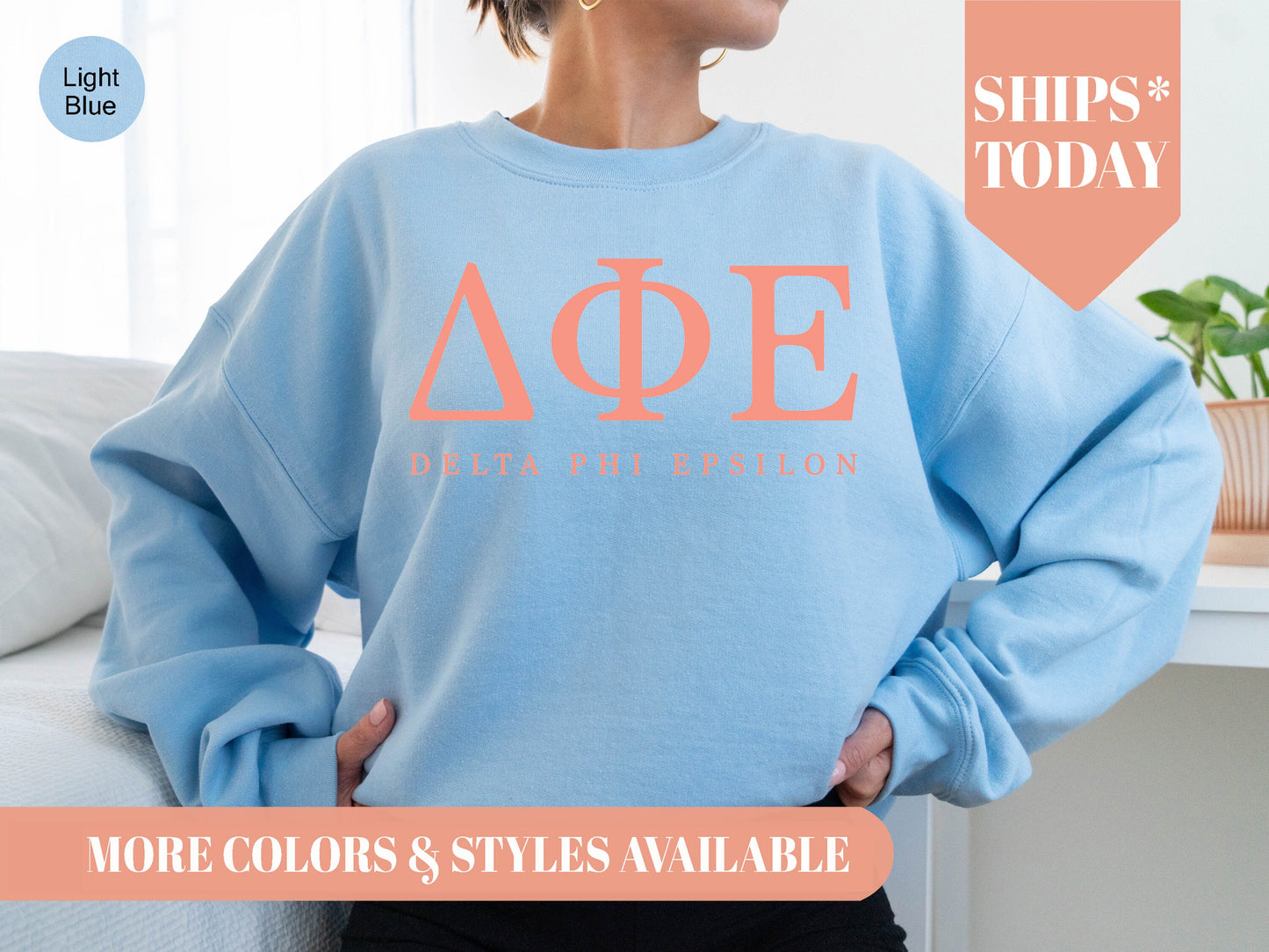 Delta Phi Epsilon Pink Personality Sorority Sweatshirt _ 660g