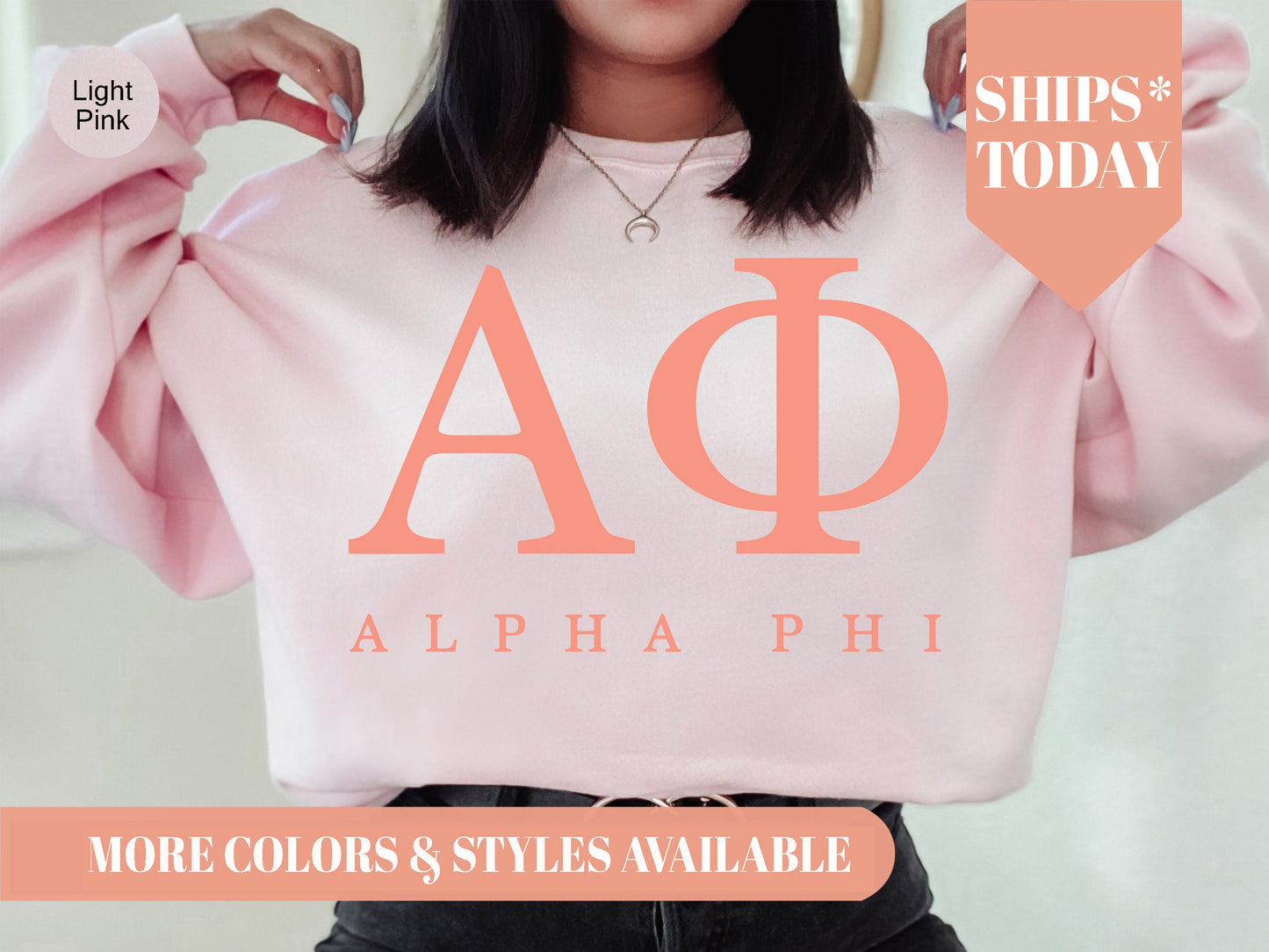 Alpha Phi Pink Personality Sorority Sweatshirt _ 653g