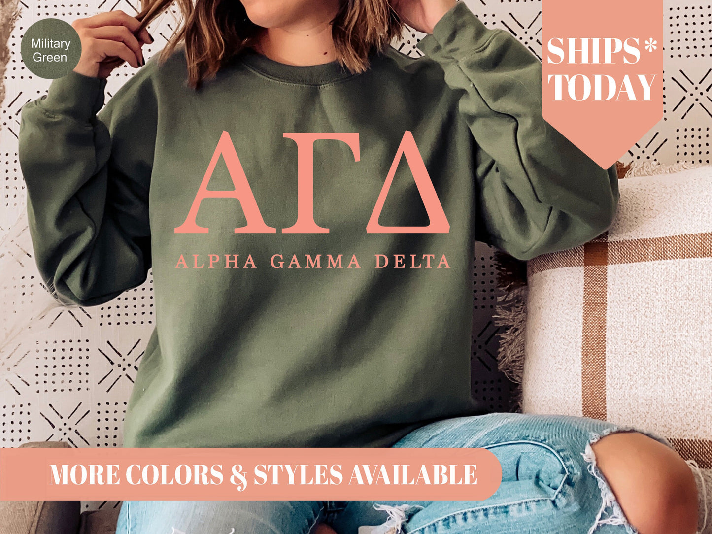 Alpha Gamma Delta Pink Personality Sorority Sweatshirt _ 651g